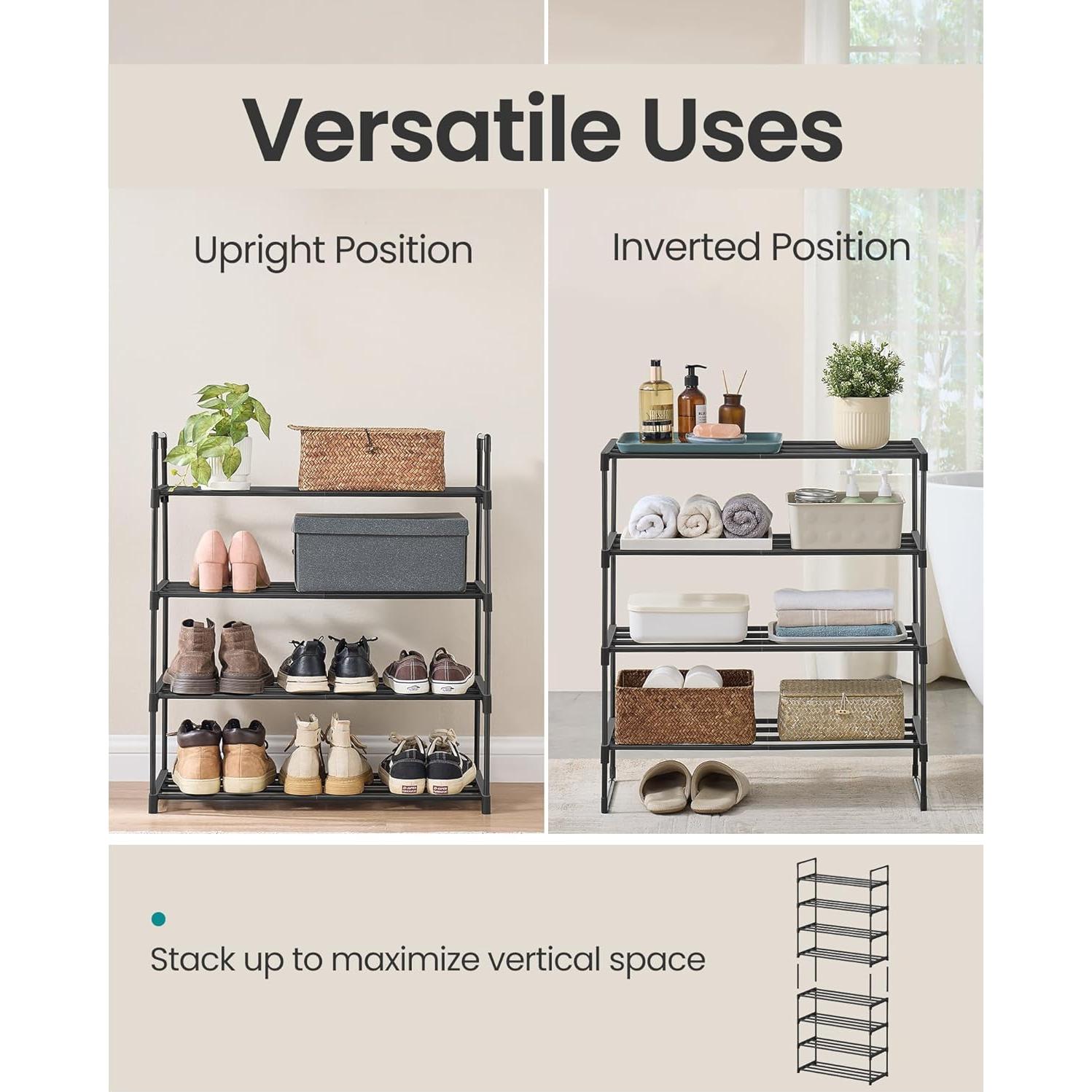 Estante para Zapatos SONGMICS 4 Niveles Metal Negro 30x68x75cm