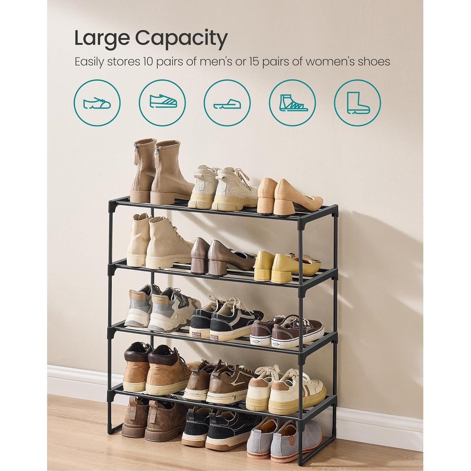 Estante para Zapatos SONGMICS 4 Niveles Metal Negro 30x68x75cm