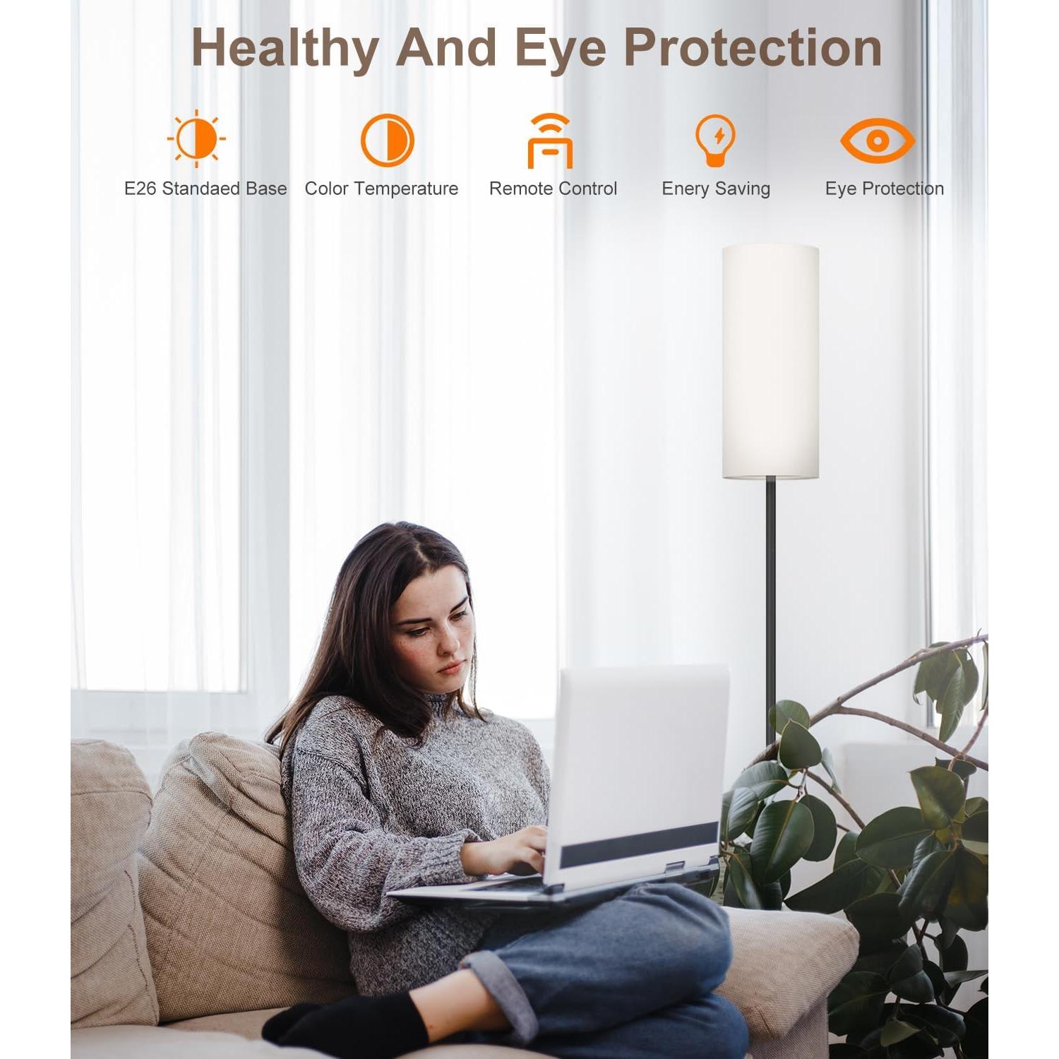 Lámpara de pie LED Luckystyle LK-F3-RF regulable negra