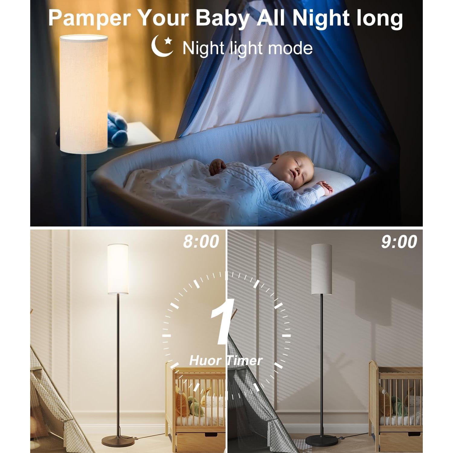 Lámpara de pie LED Luckystyle LK-F3-RF regulable negra