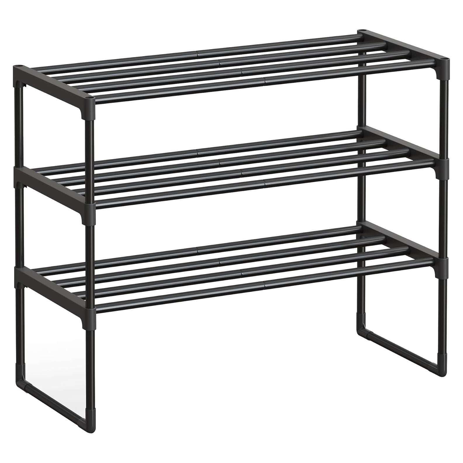 Estante para Zapatos SONGMICS 3 Niveles Metal Negro 30x68x55 cm