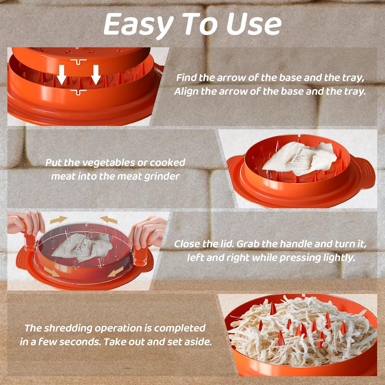 Desmenuzadora de Pollo LSUDFHE Naranja, Apta para Lavavajillas