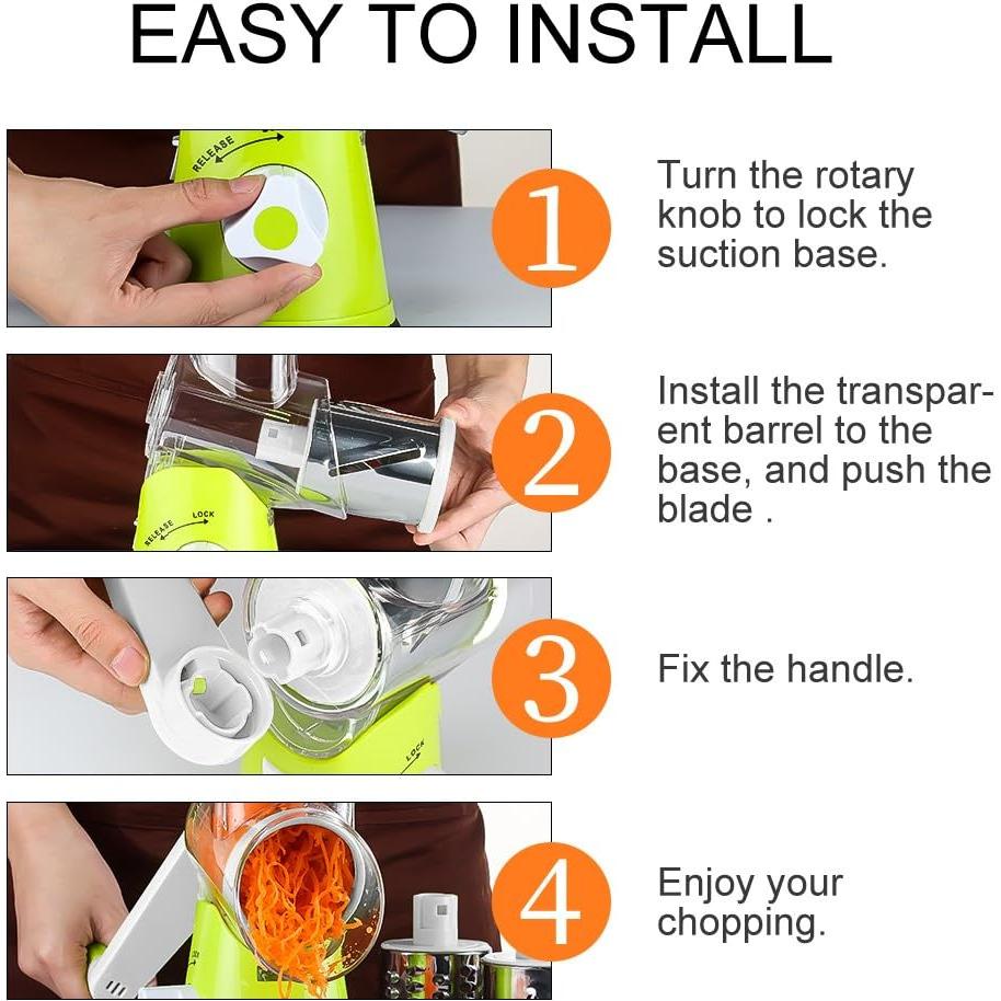 Rallador de Queso Ourokhome Verde 3 Cuchillas Manual