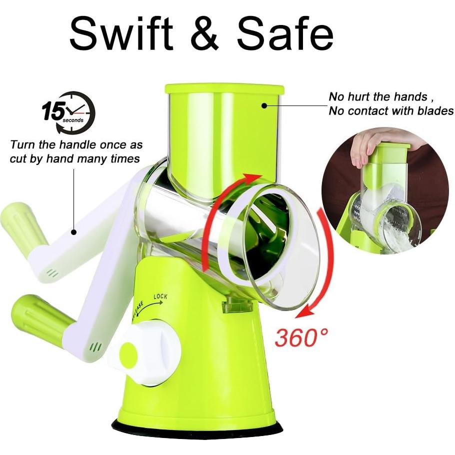 Rallador de Queso Ourokhome Verde 3 Cuchillas Manual