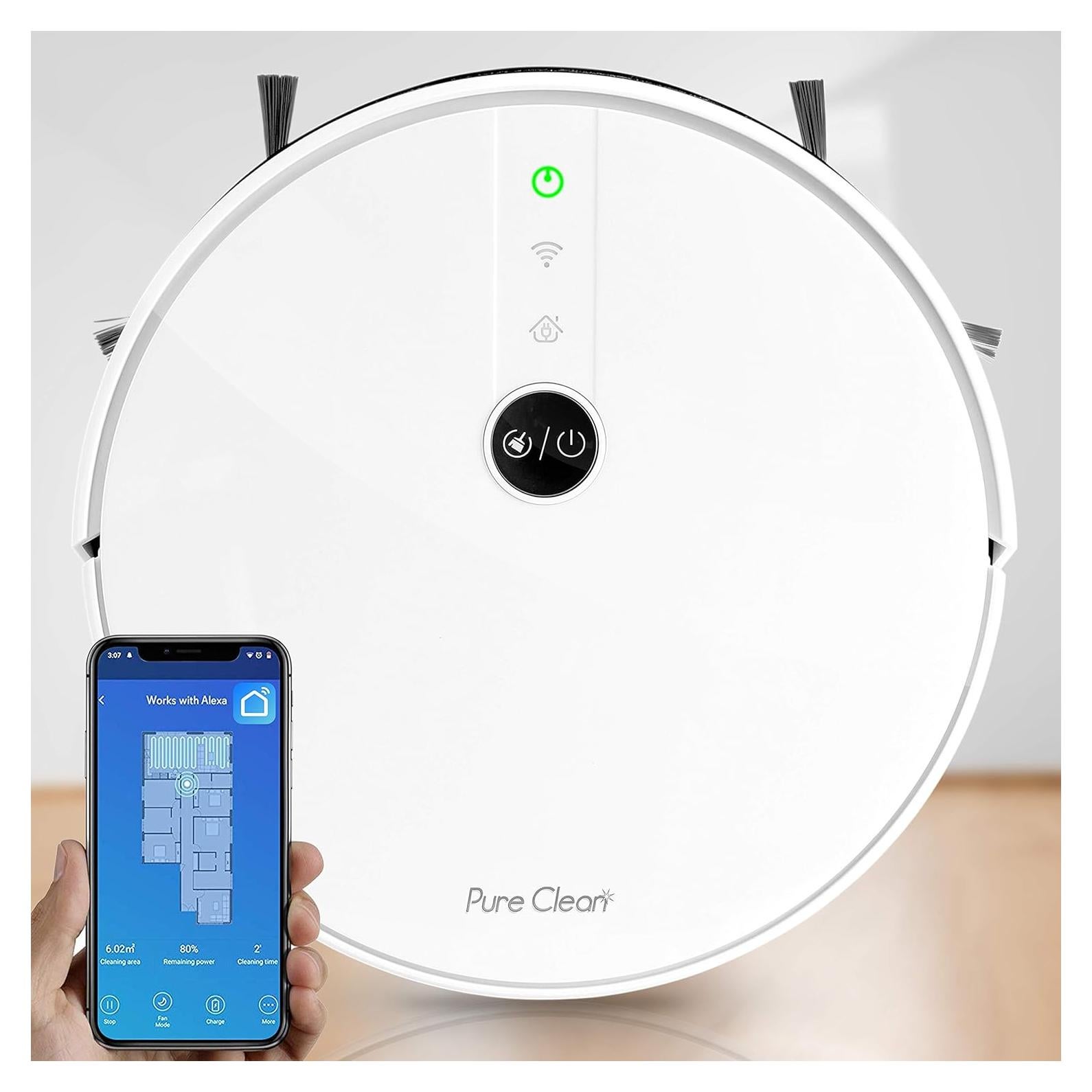 SereneLife Smart Automatic Robotic Vacuum Cleaner with WiFi Mobile App and Gyroscope Mapping - 1800Pa Suction Ultra Thin 2.9” Height Multi Room Robot Vac Cleans Carpets and Hardwood Floor