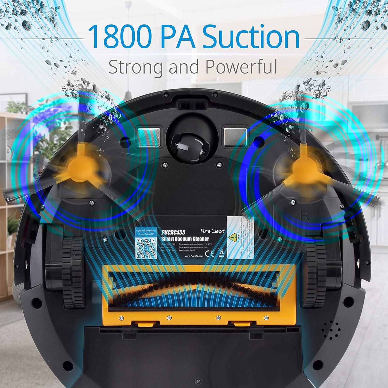 SereneLife Smart Automatic Robotic Vacuum Cleaner with WiFi Mobile App and Gyroscope Mapping - 1800Pa Suction Ultra Thin 2.9” Height Multi Room Robot Vac Cleans Carpets and Hardwood Floor