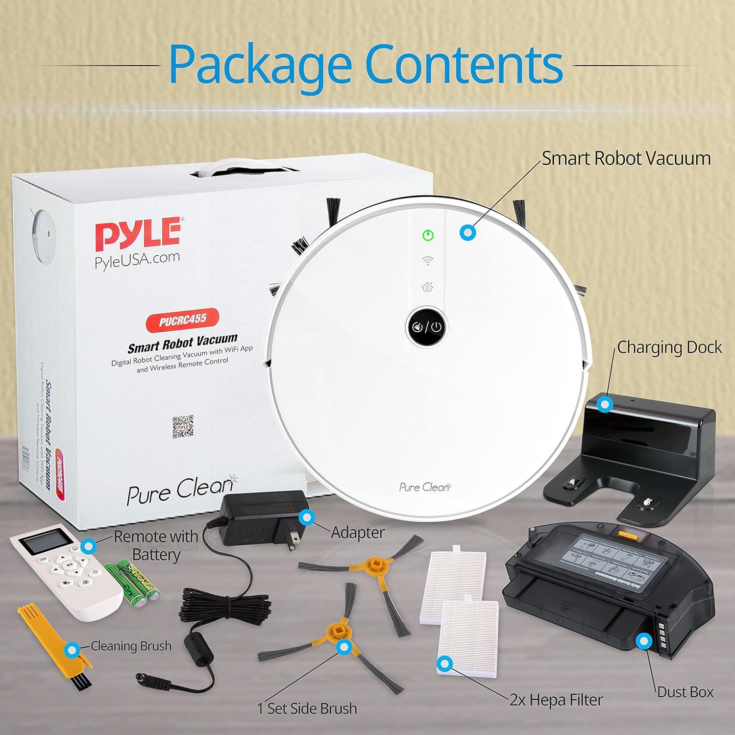 SereneLife Smart Automatic Robotic Vacuum Cleaner with WiFi Mobile App and Gyroscope Mapping - 1800Pa Suction Ultra Thin 2.9” Height Multi Room Robot Vac Cleans Carpets and Hardwood Floor