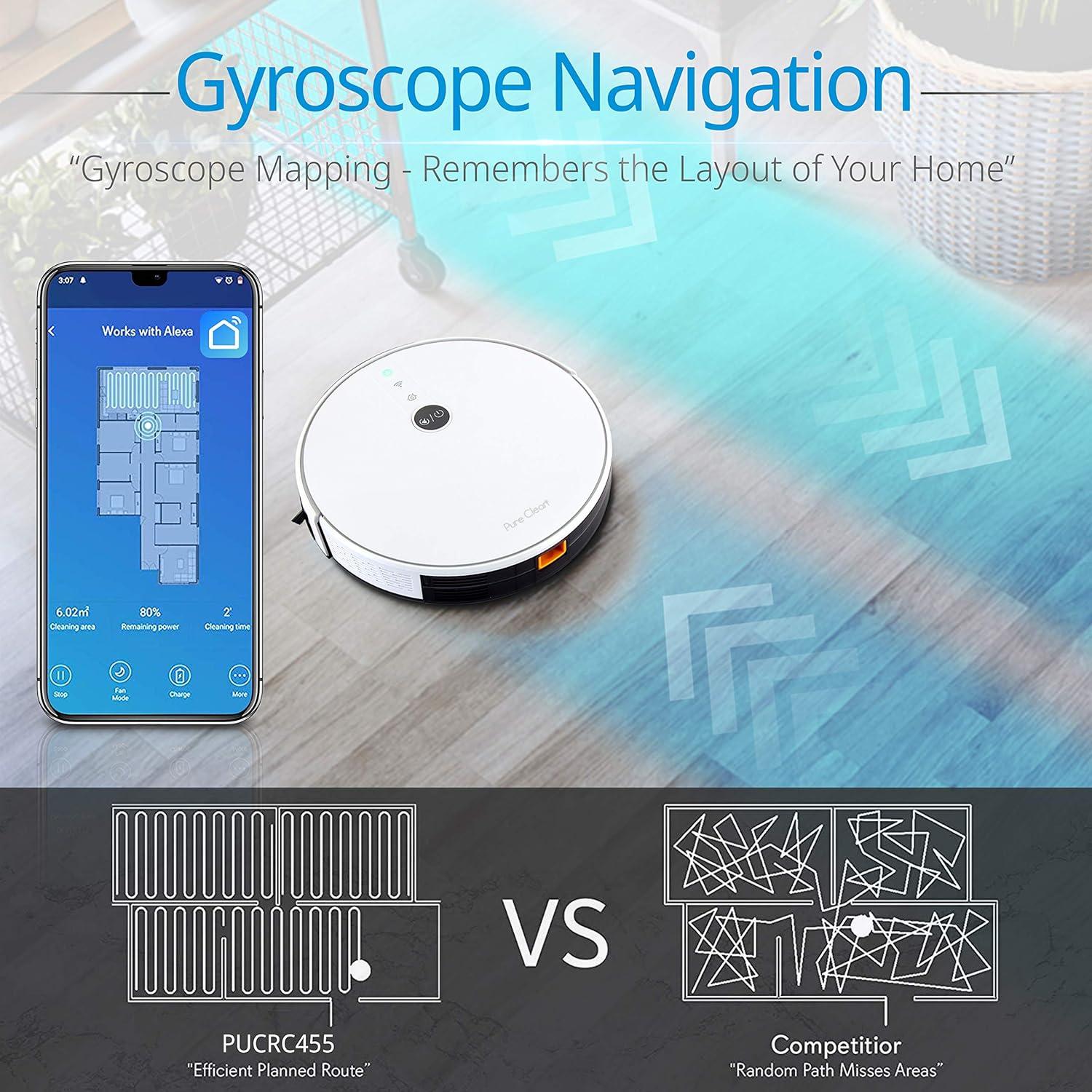 SereneLife Smart Automatic Robotic Vacuum Cleaner with WiFi Mobile App and Gyroscope Mapping - 1800Pa Suction Ultra Thin 2.9” Height Multi Room Robot Vac Cleans Carpets and Hardwood Floor