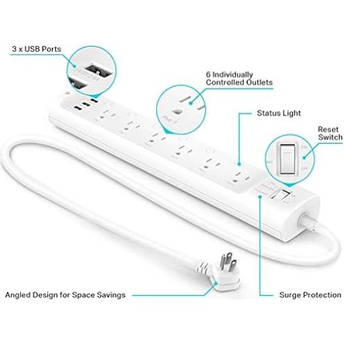 Regleta Inteligente Kasa TP-Link HS300 6 Enchufes USB Blanco