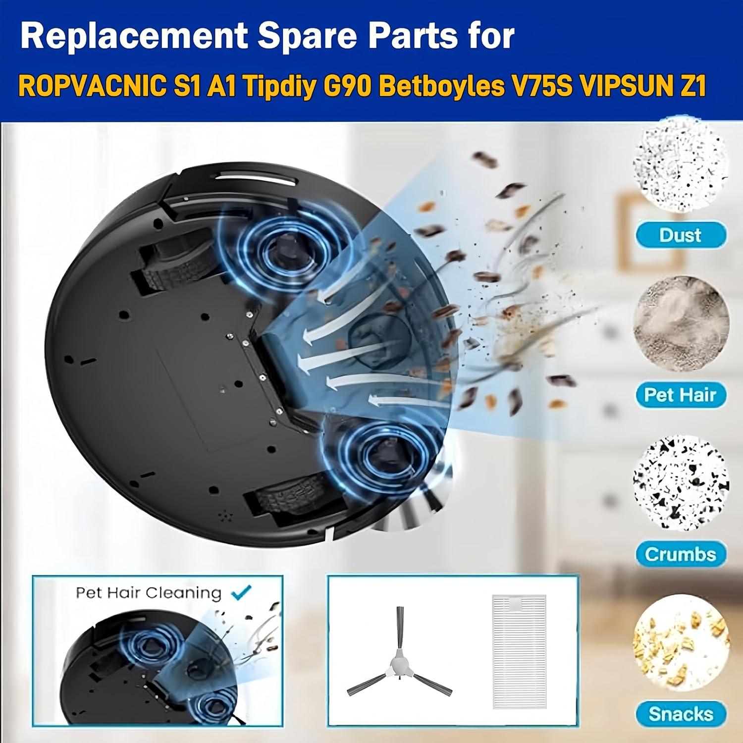Piezas de Repuesto ROPVACNIC A1 - 4 Cepillos Laterales y 4 Filtros