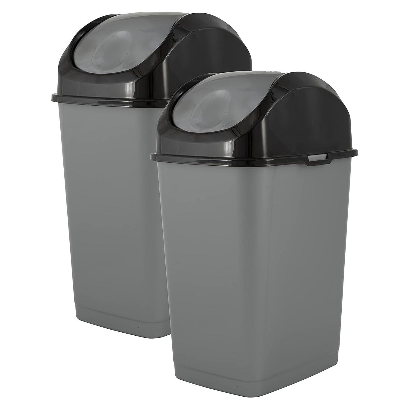 Bote de Basura Superio 34 L con Tapa Basculante (2, Gris/Negro)