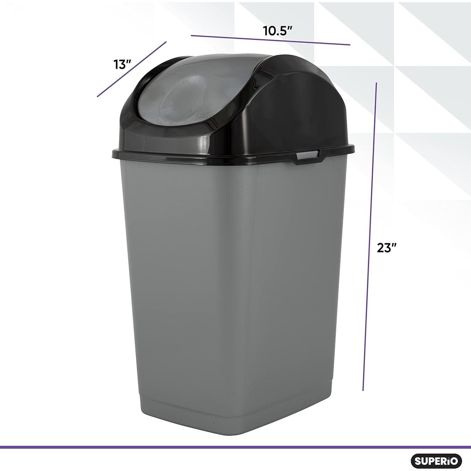 Bote de Basura Superio 34 L con Tapa Basculante (2, Gris/Negro)