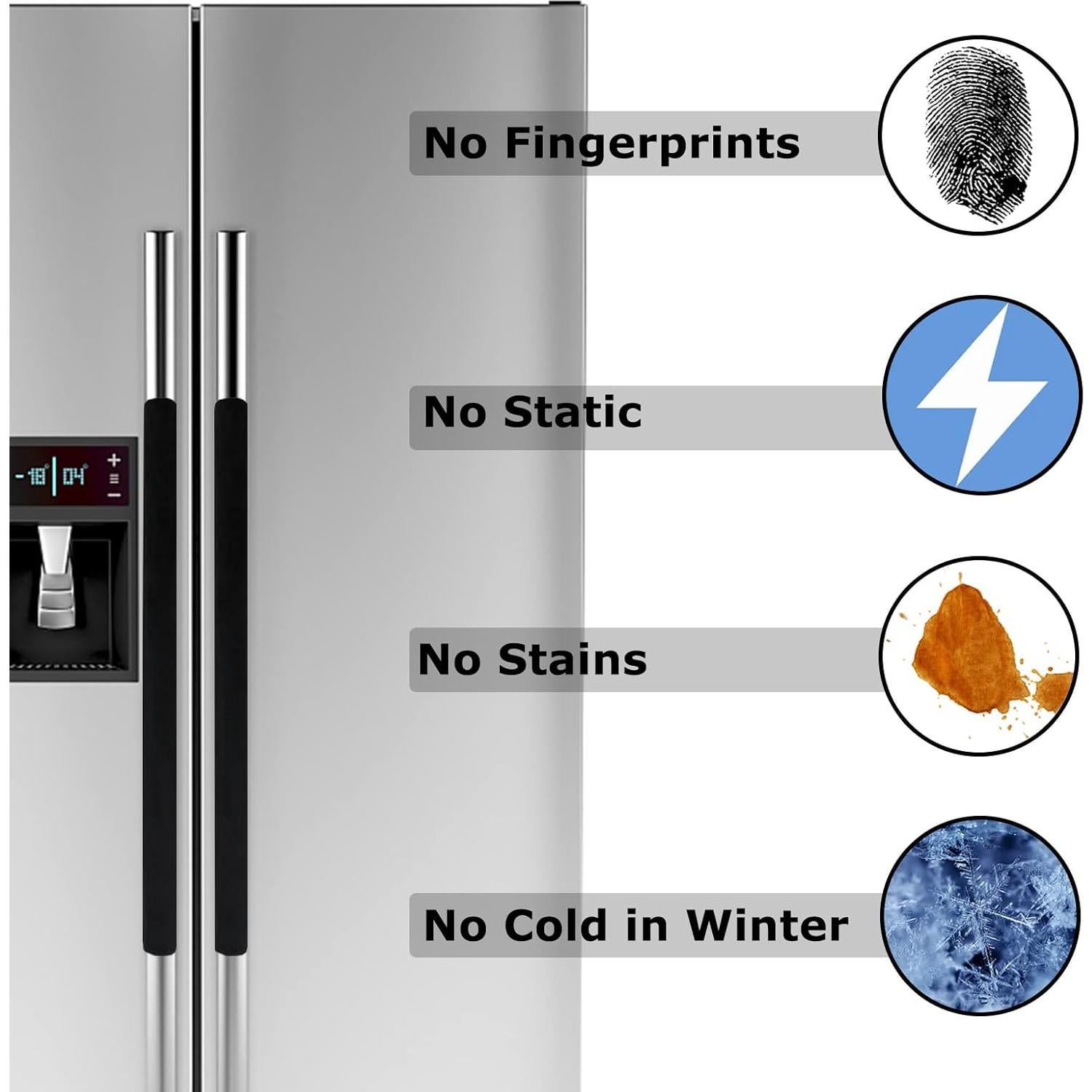 Cubiertas de Mango de Puerta de Refrigerador Daixers 3 Unidades Terciopelo Negro