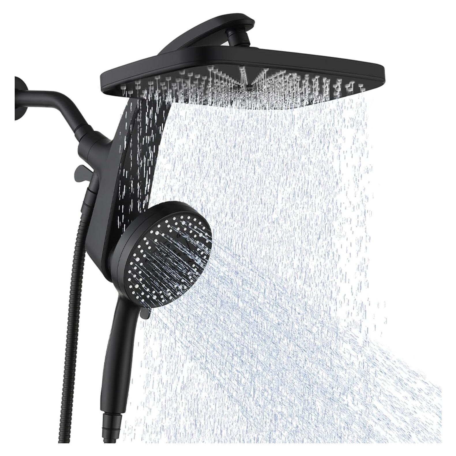 Cabezal de Ducha de Alta Presión BOZYBO 12" Negro con 10 Modos