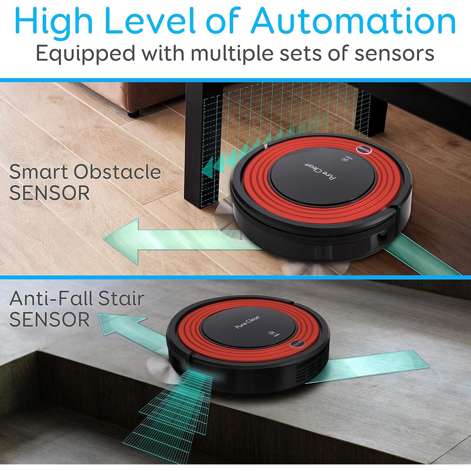 Aspiradora Robot SereneLife PUCRC95.8 - 1500pa, Programable, Rojo