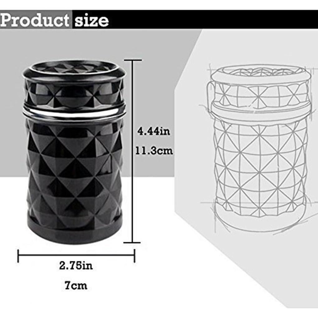 Cenicero de Auto Portátil Vurtne con Luz LED Azul - Blanco