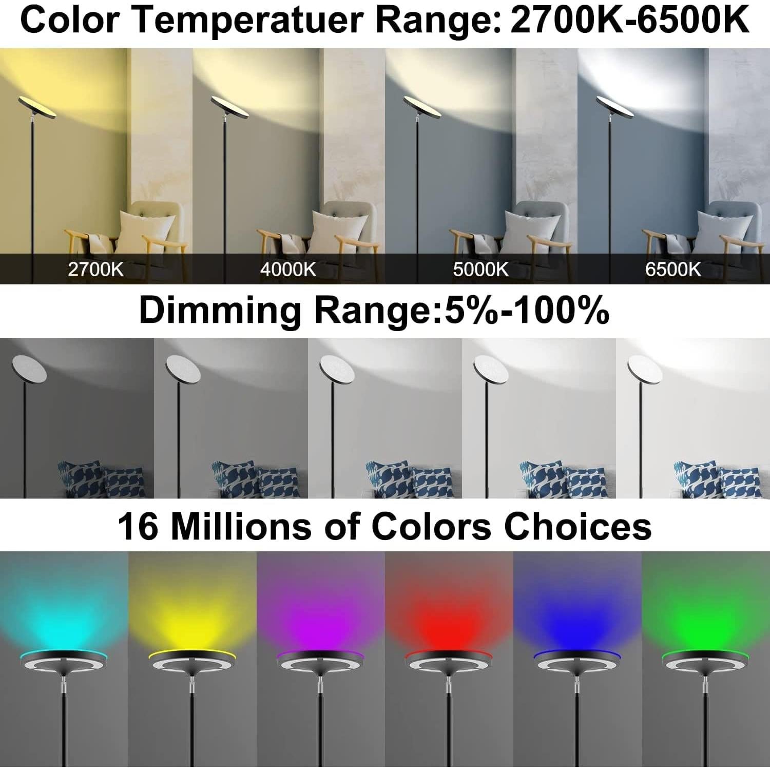 Lámpara de Pie LED Keepsmile KS-2-APP RGB 36W Regulable