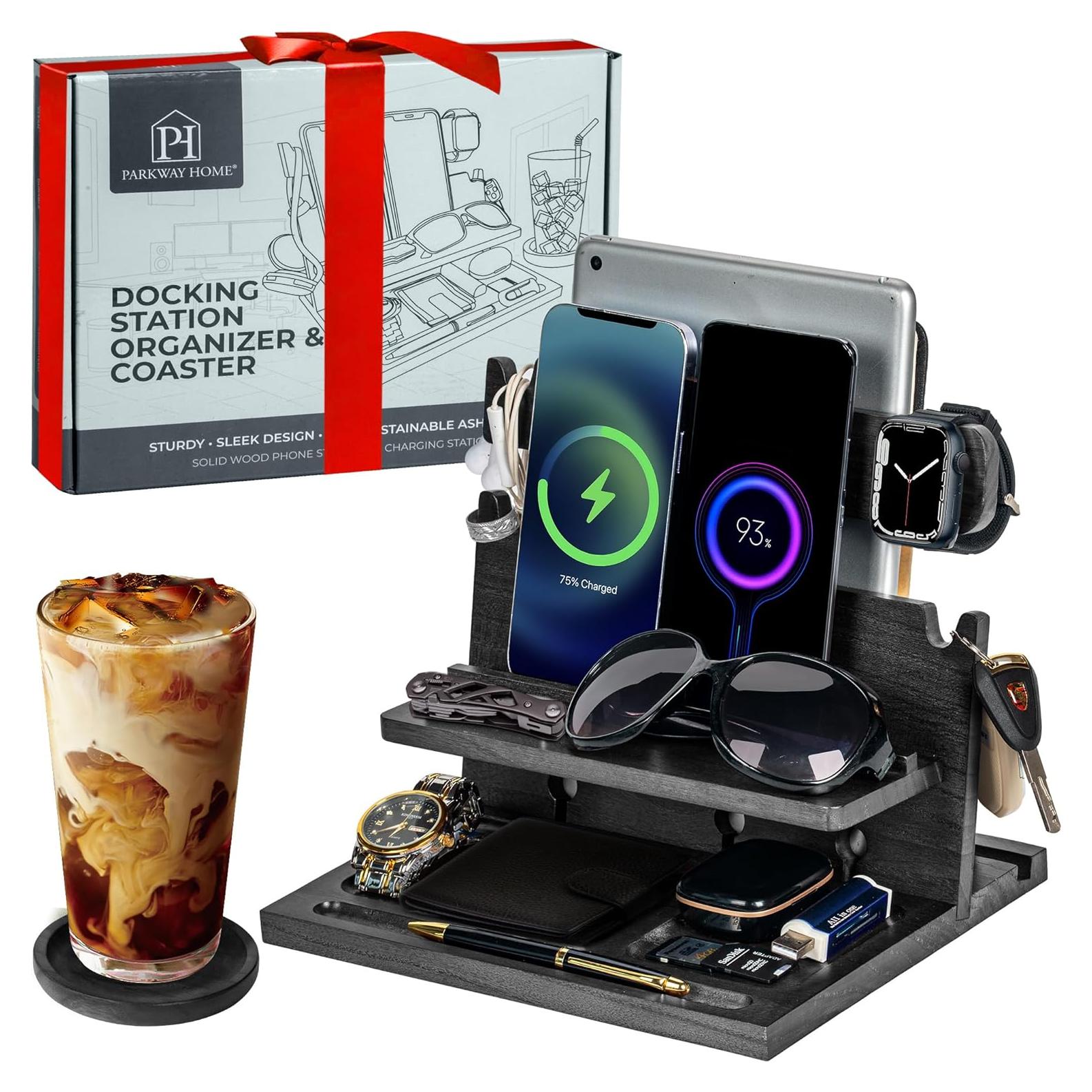 Estación de Acoplamiento de Madera Negra Parkway Home para 3 Teléfonos