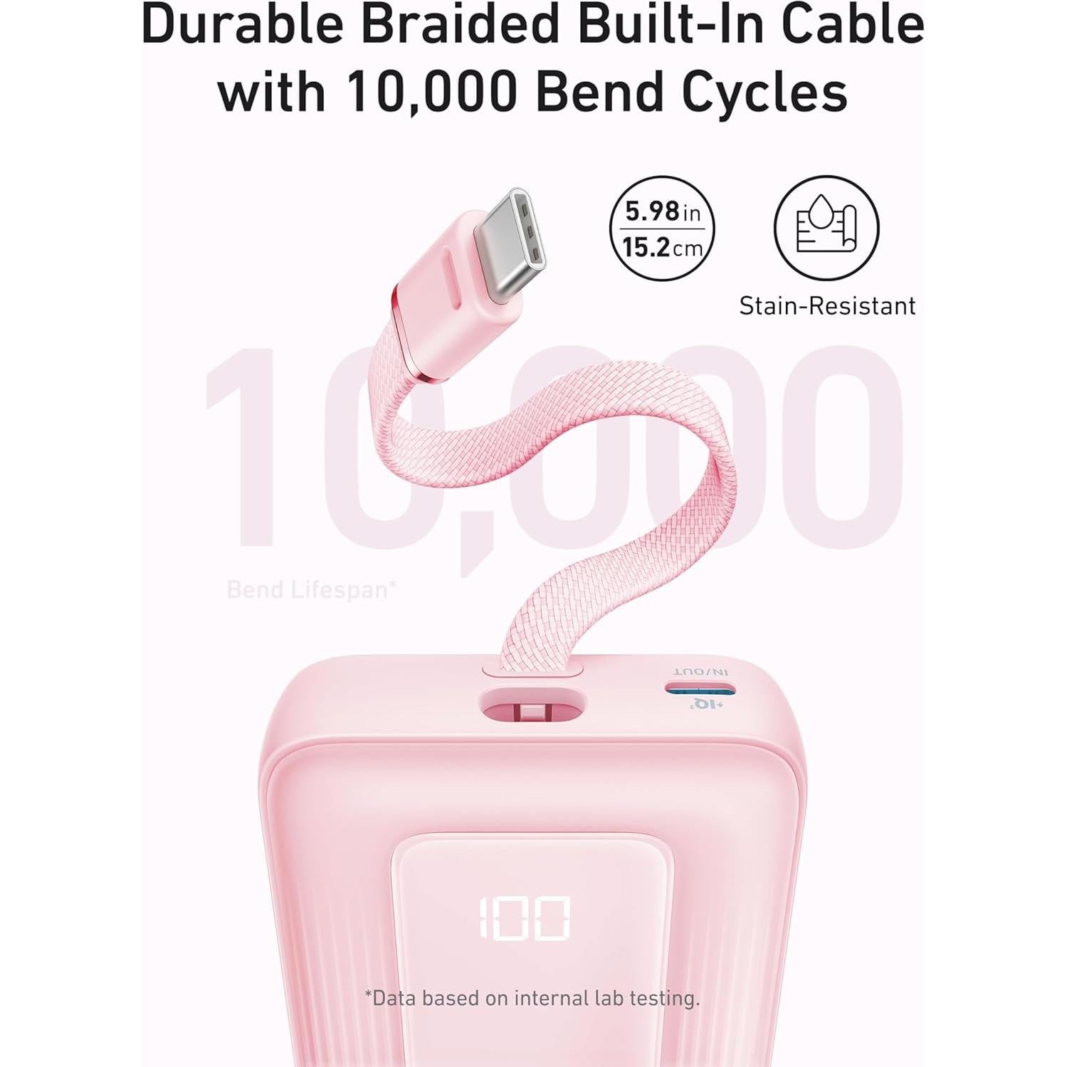 Power Bank Anker Zolo 20,000mAh 30W Rosa Cargador Rápido