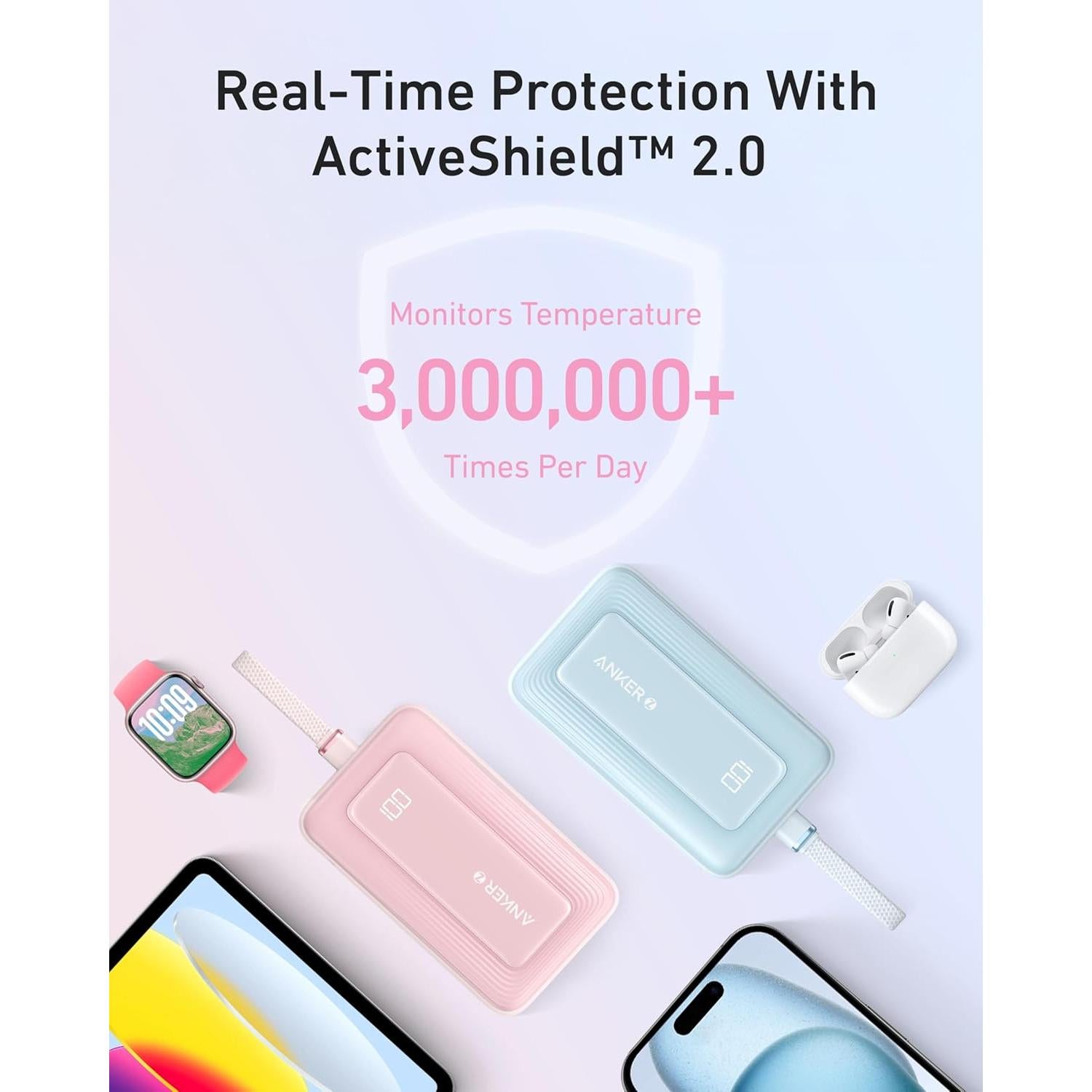 Power Bank Anker Zolo 20,000mAh 30W Rosa Cargador Rápido