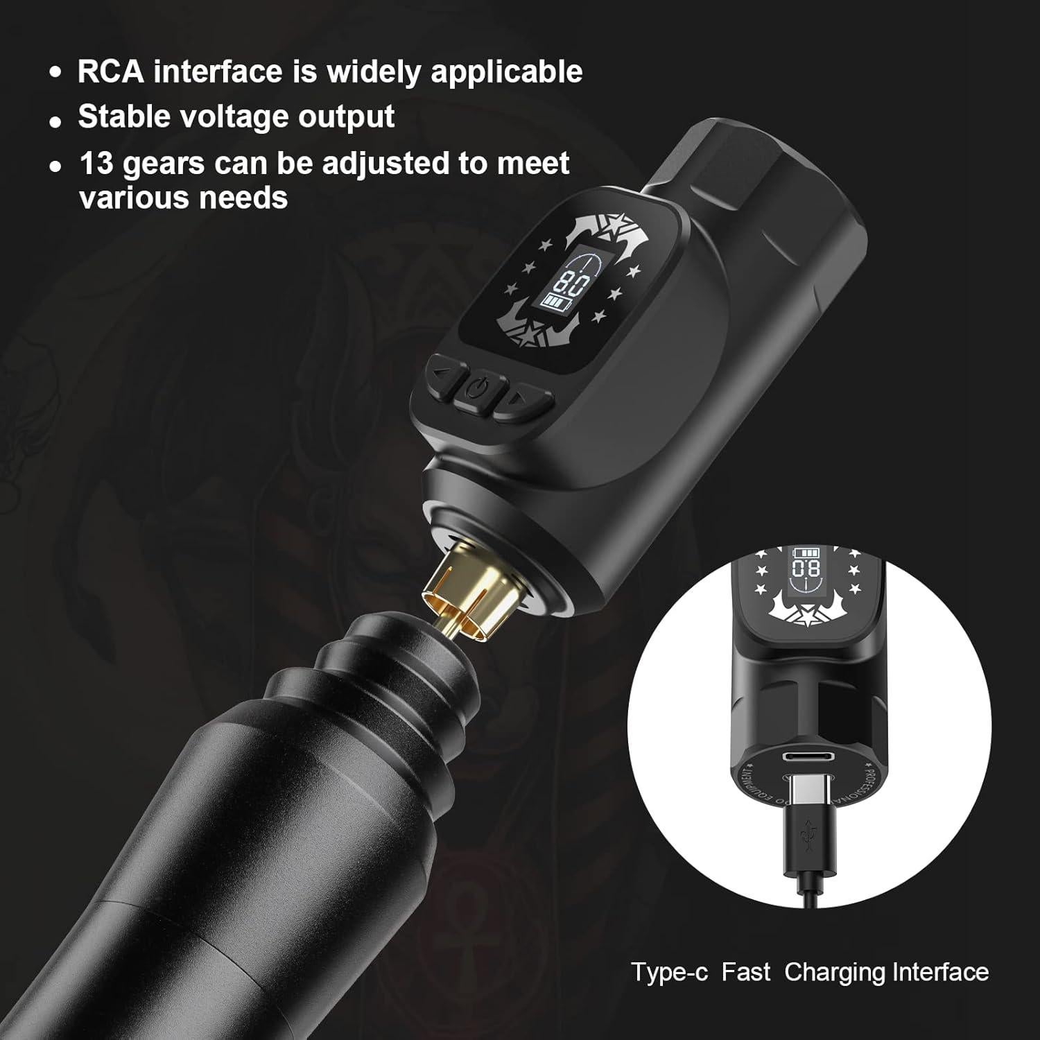 Kit de Tatuaje HAWINK Inalámbrico con Batería 1600mAh y 7 Tintas