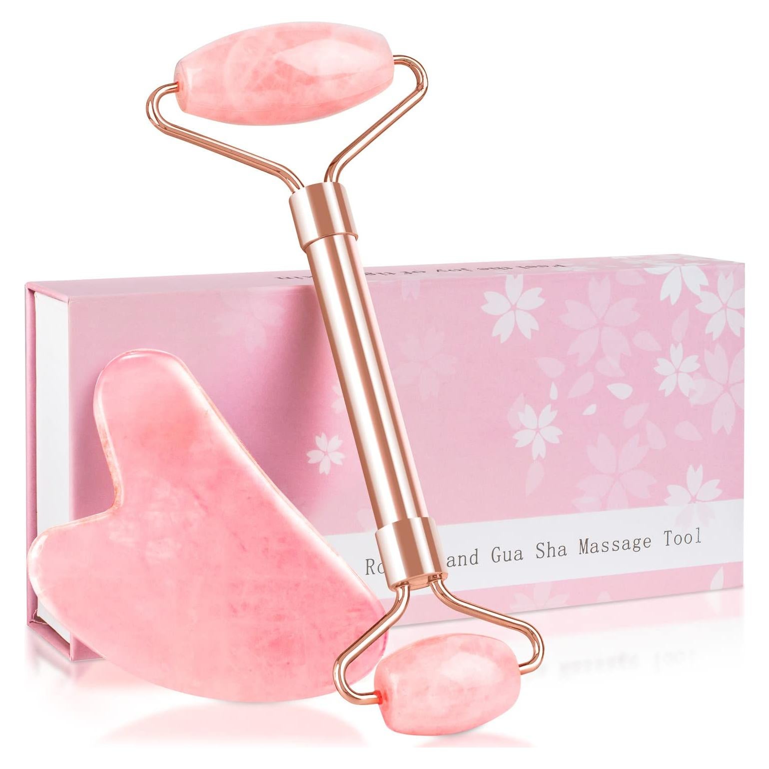 Juego de Rodillo de Jade y Gua Sha ZS ZESHIN Rosa 17.95cm