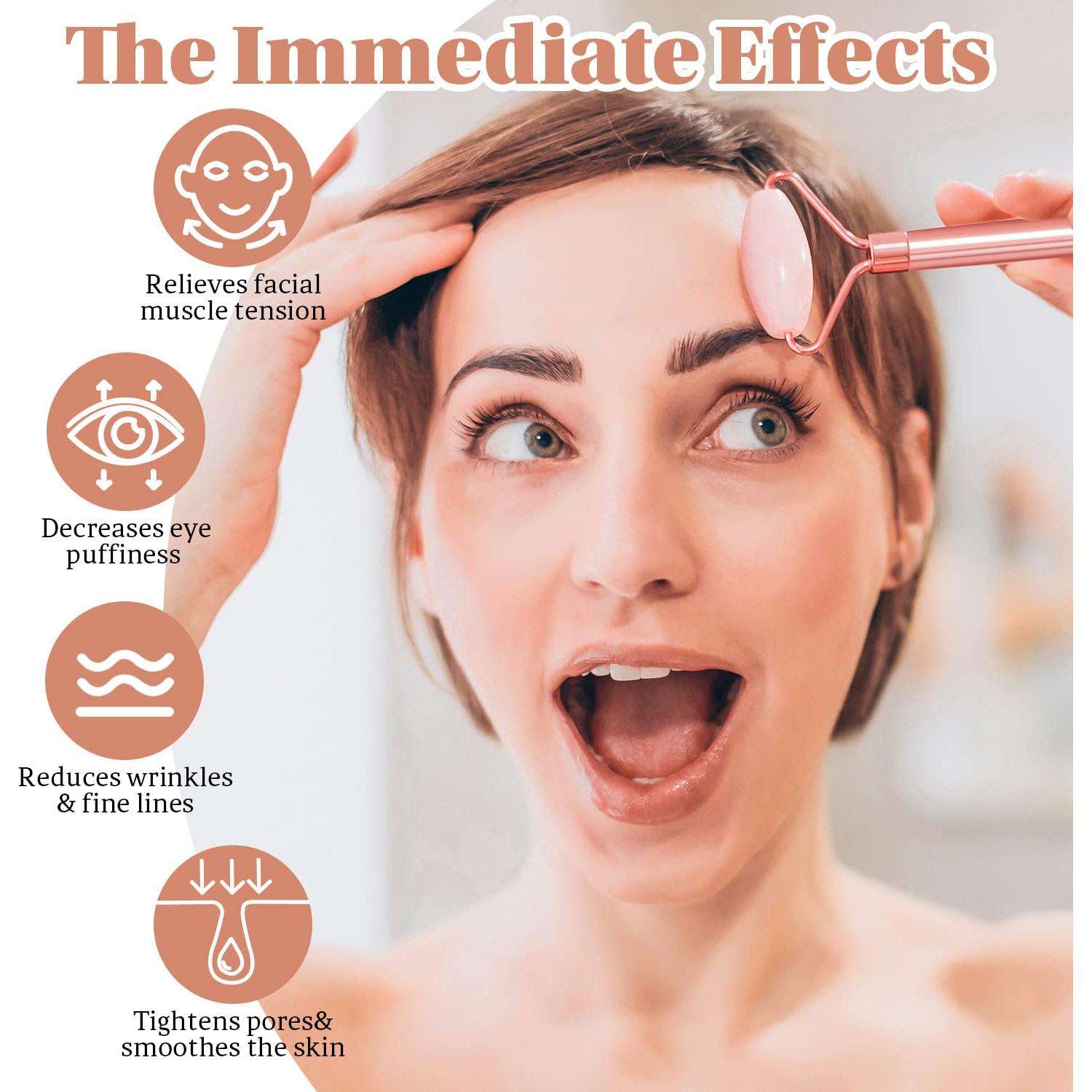 Juego de Rodillo de Jade y Gua Sha ZS ZESHIN Rosa 17.95cm