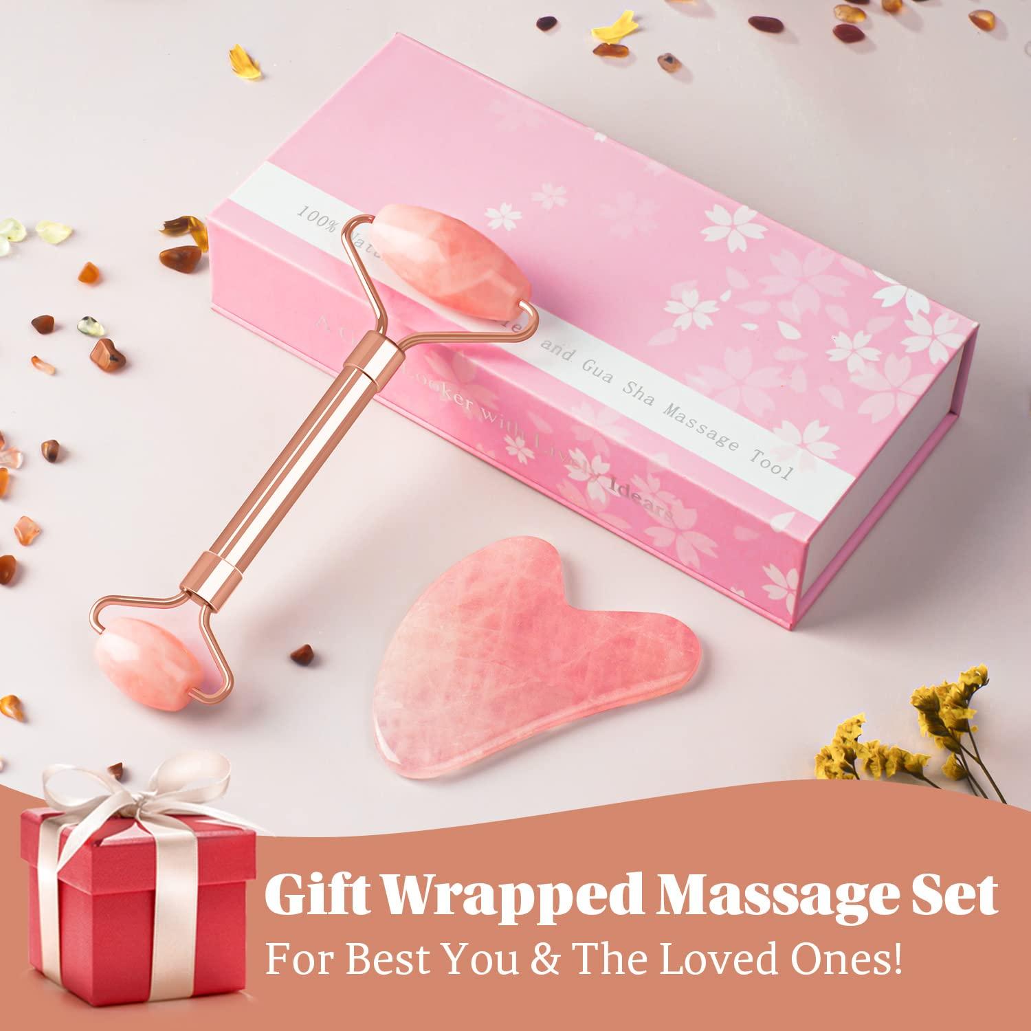 Juego de Rodillo de Jade y Gua Sha ZS ZESHIN Rosa 17.95cm