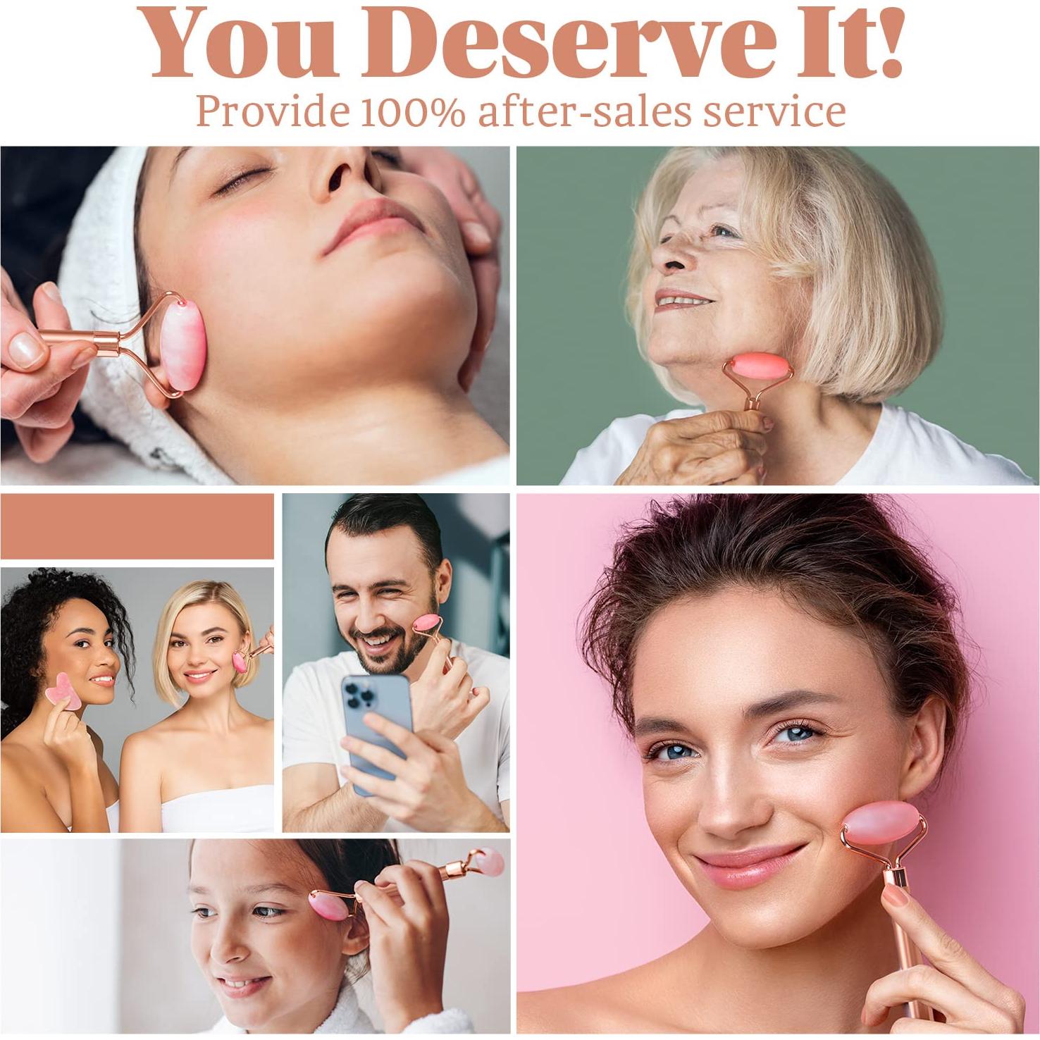 Juego de Rodillo de Jade y Gua Sha ZS ZESHIN Rosa 17.95cm