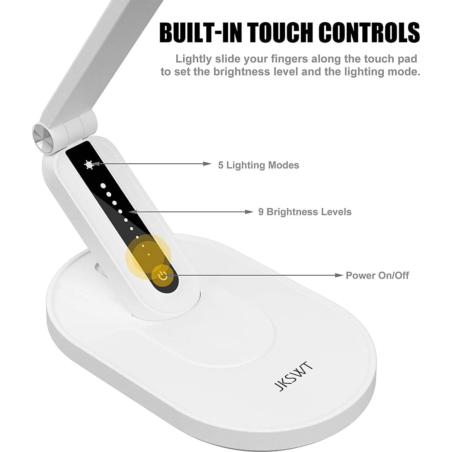 Lámpara de Escritorio JKSWT LED Regulable 5 Modos Cuidado Ojos