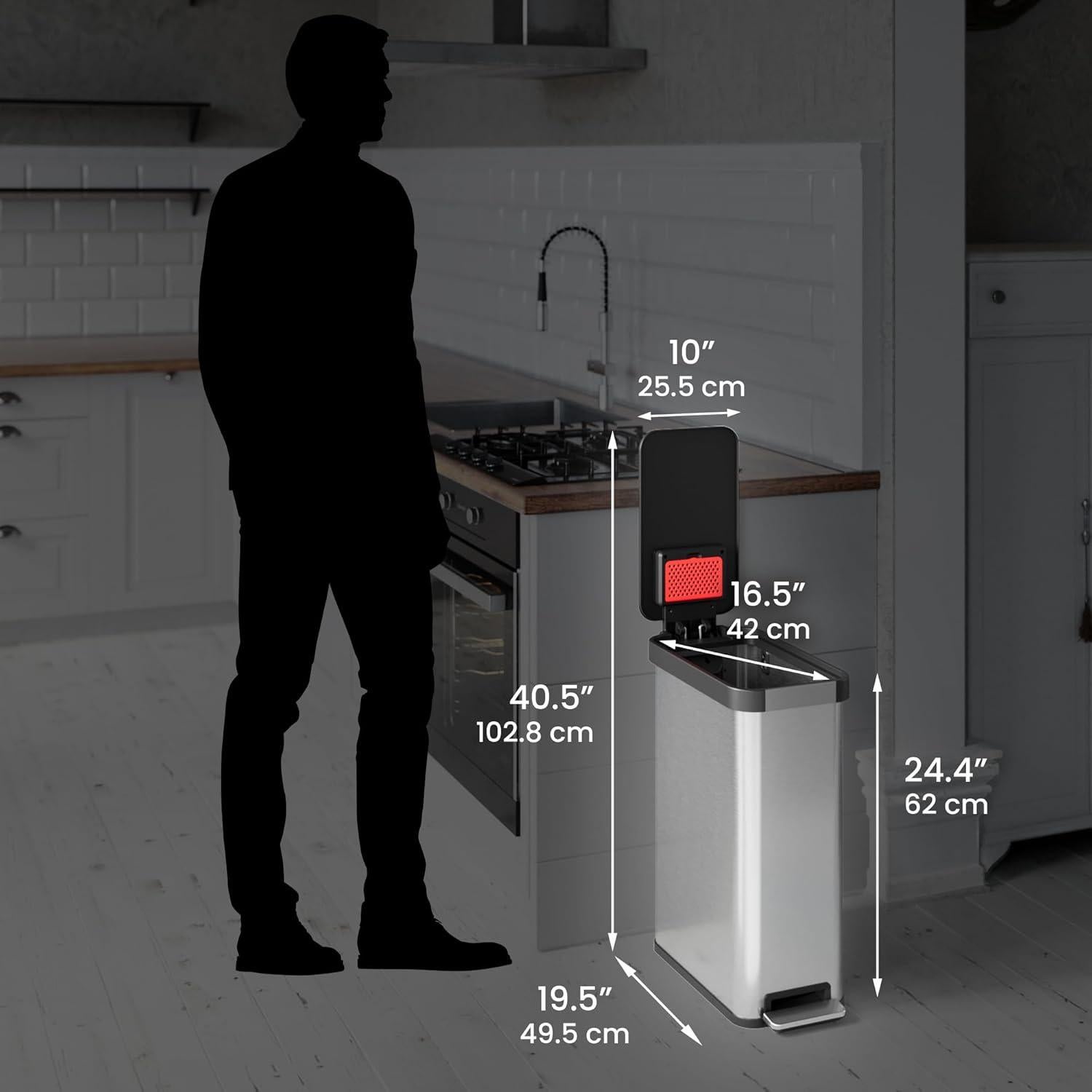 Cubo de Basura iTouchless 50L Acero Inoxidable con Pedal