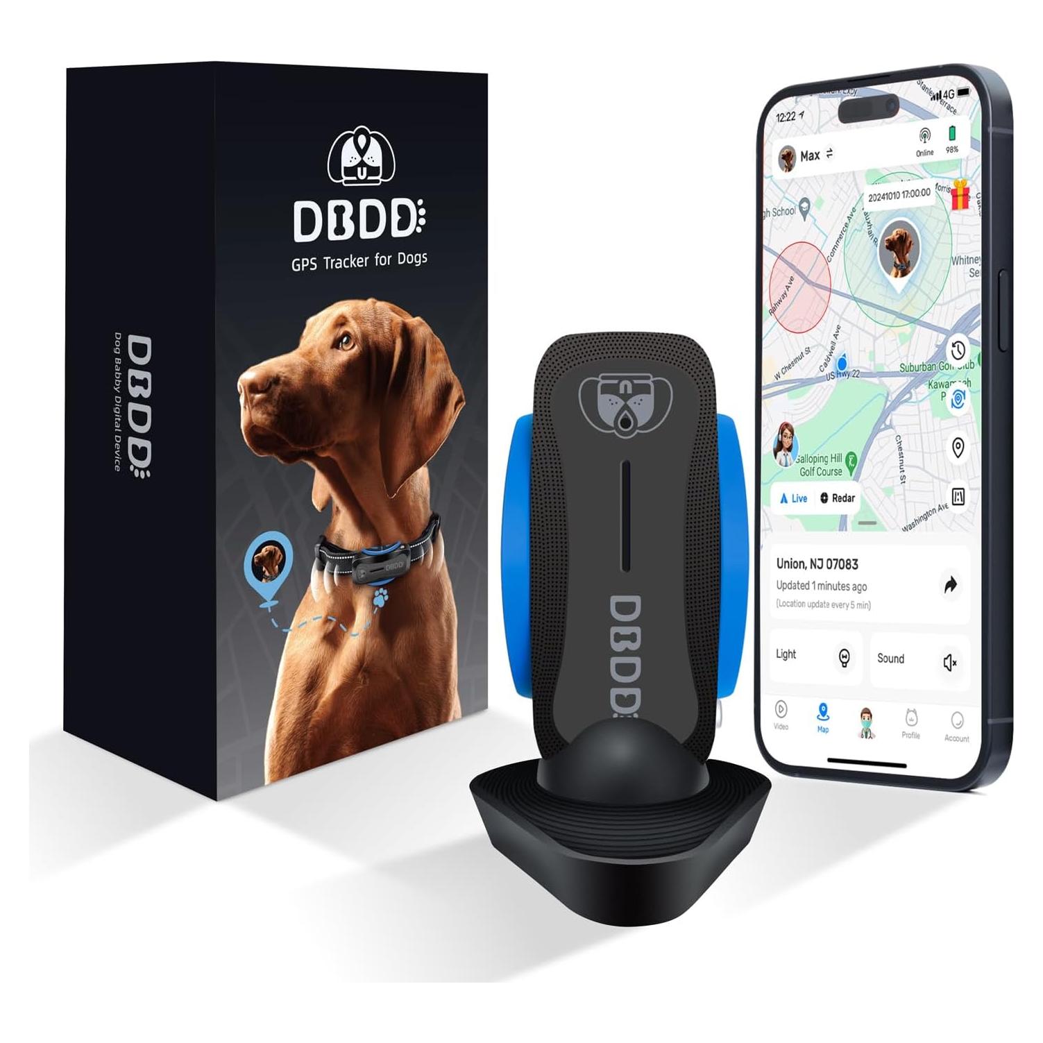 Rastreador GPS para perros DBDD IP67 con alertas y monitoreo