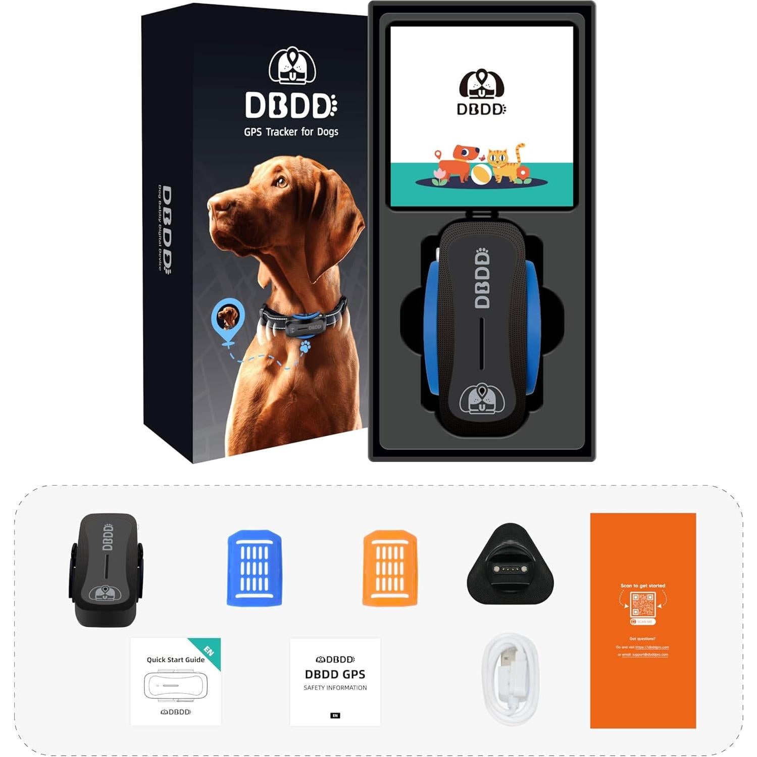 Rastreador GPS para perros DBDD IP67 con alertas y monitoreo