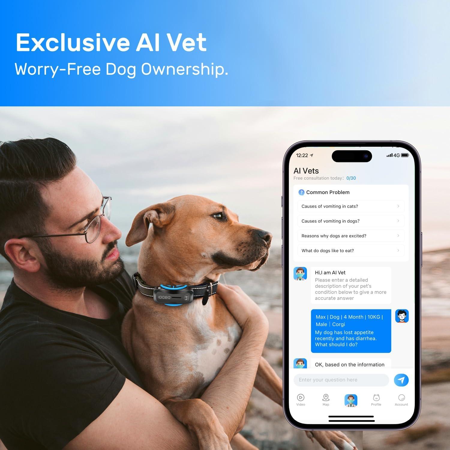 Rastreador GPS para perros DBDD IP67 con alertas y monitoreo