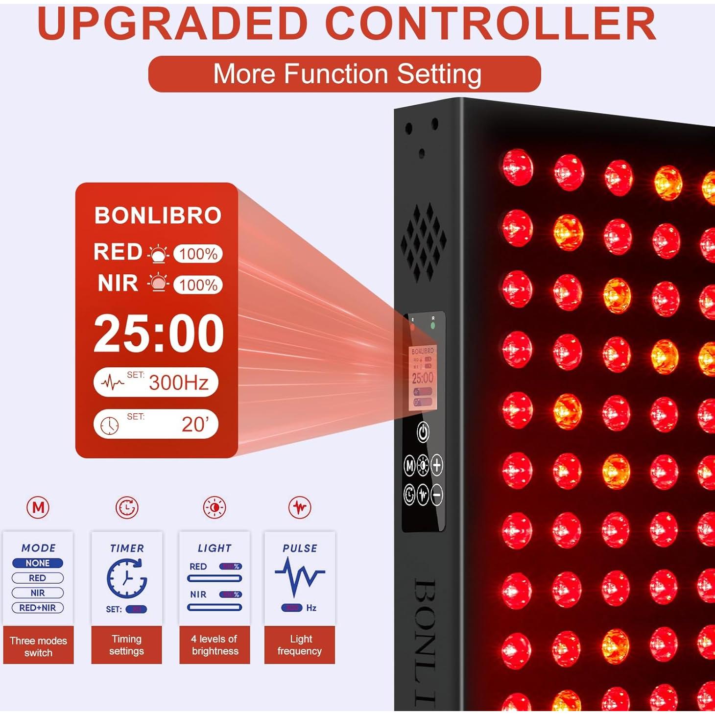 Panel de Terapia de Luz Roja BONLIBRO BN-112 4 Olas 630-940nm