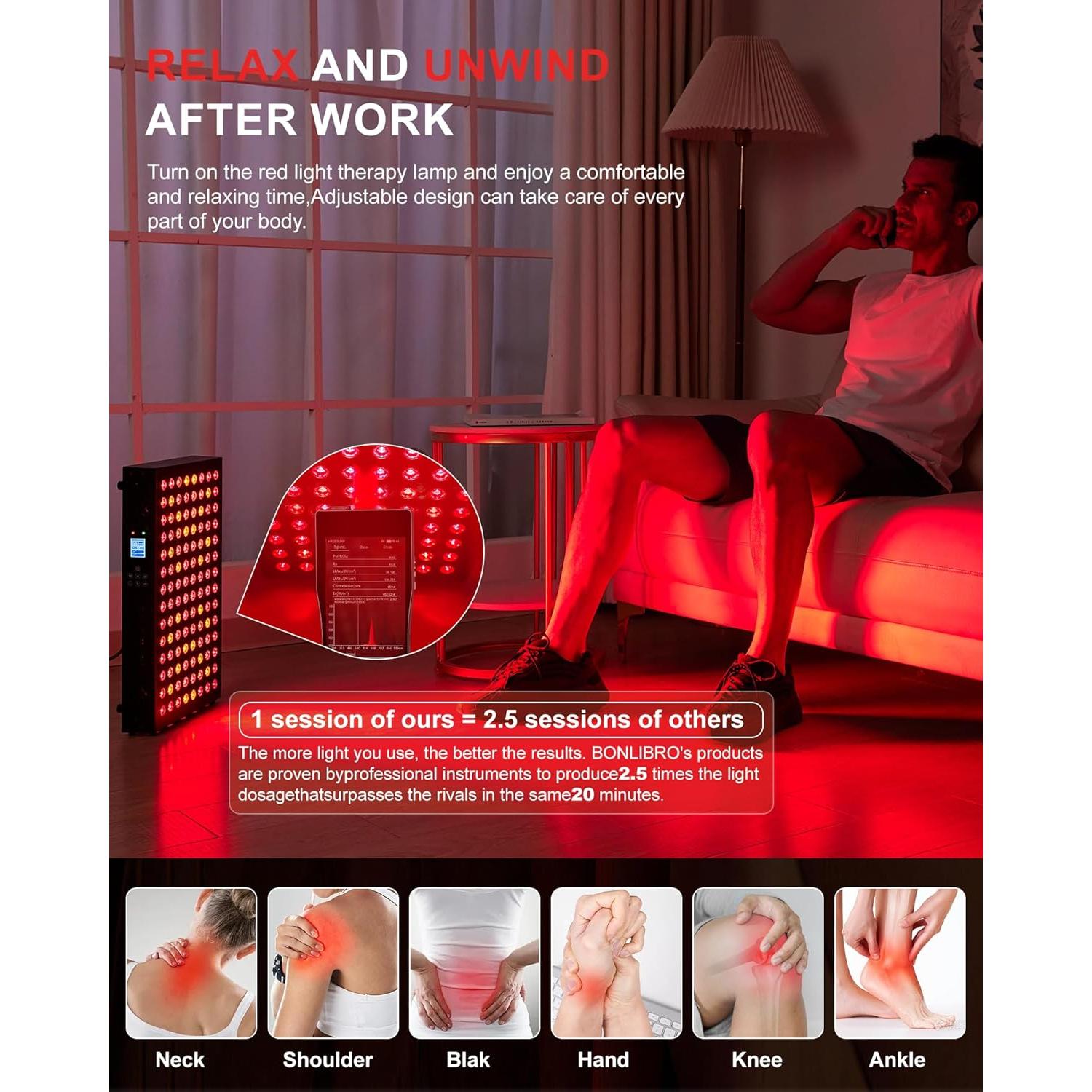 Panel de Terapia de Luz Roja BONLIBRO BN-112 4 Olas 630-940nm