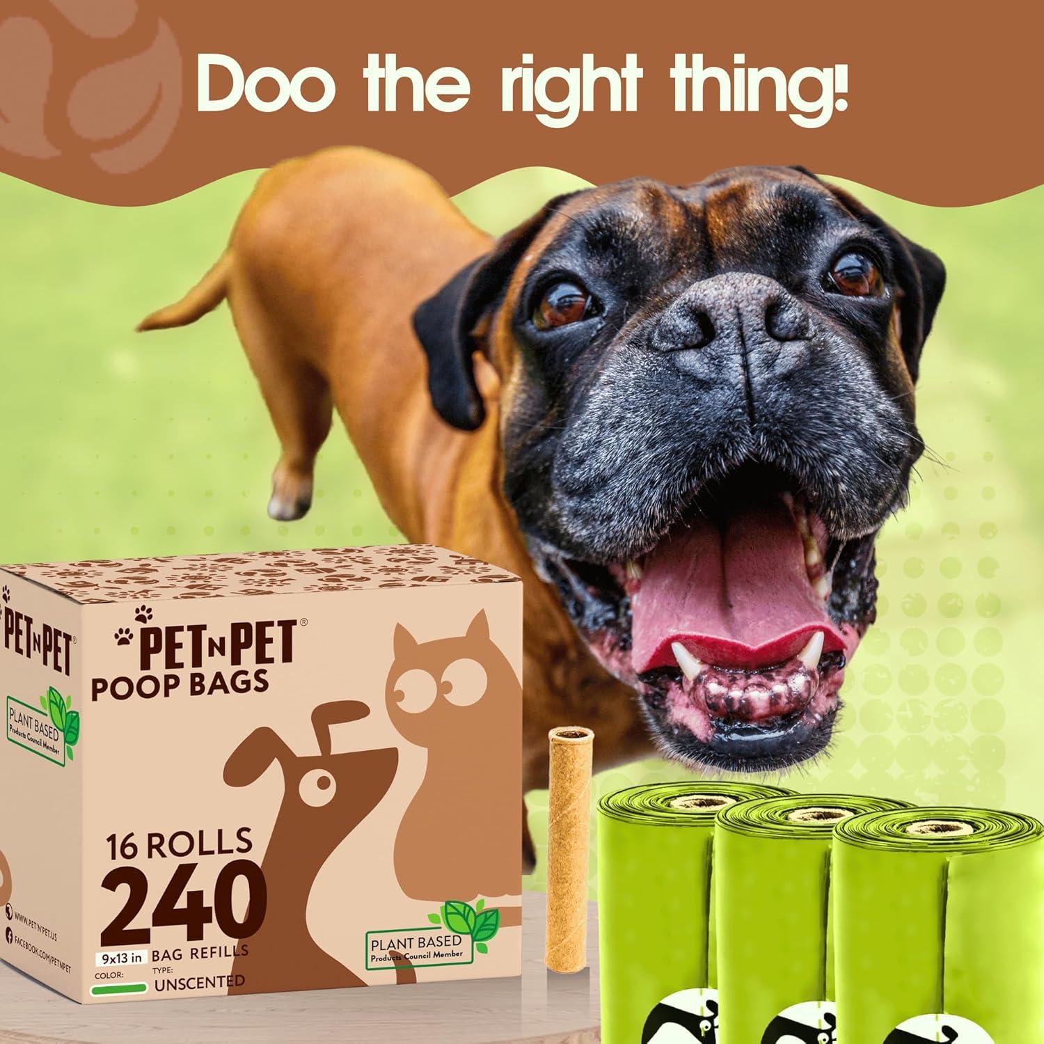 Bolsas de Excremento Pet N Pet 240 Cuentas Compostables 100% a Prueba de Fugas