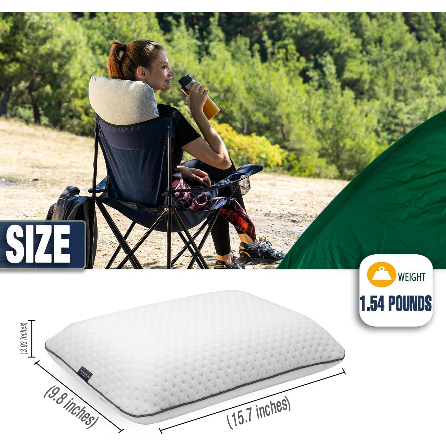 Almohada de viaje Alkamto de espuma viscoelástica - Compacta y ligera