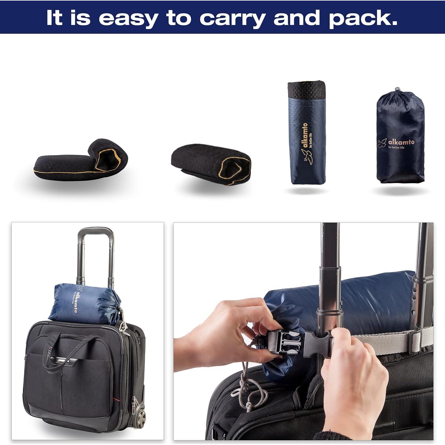 Almohada de Viaje Alkamto Espuma Viscoelástica Compacta