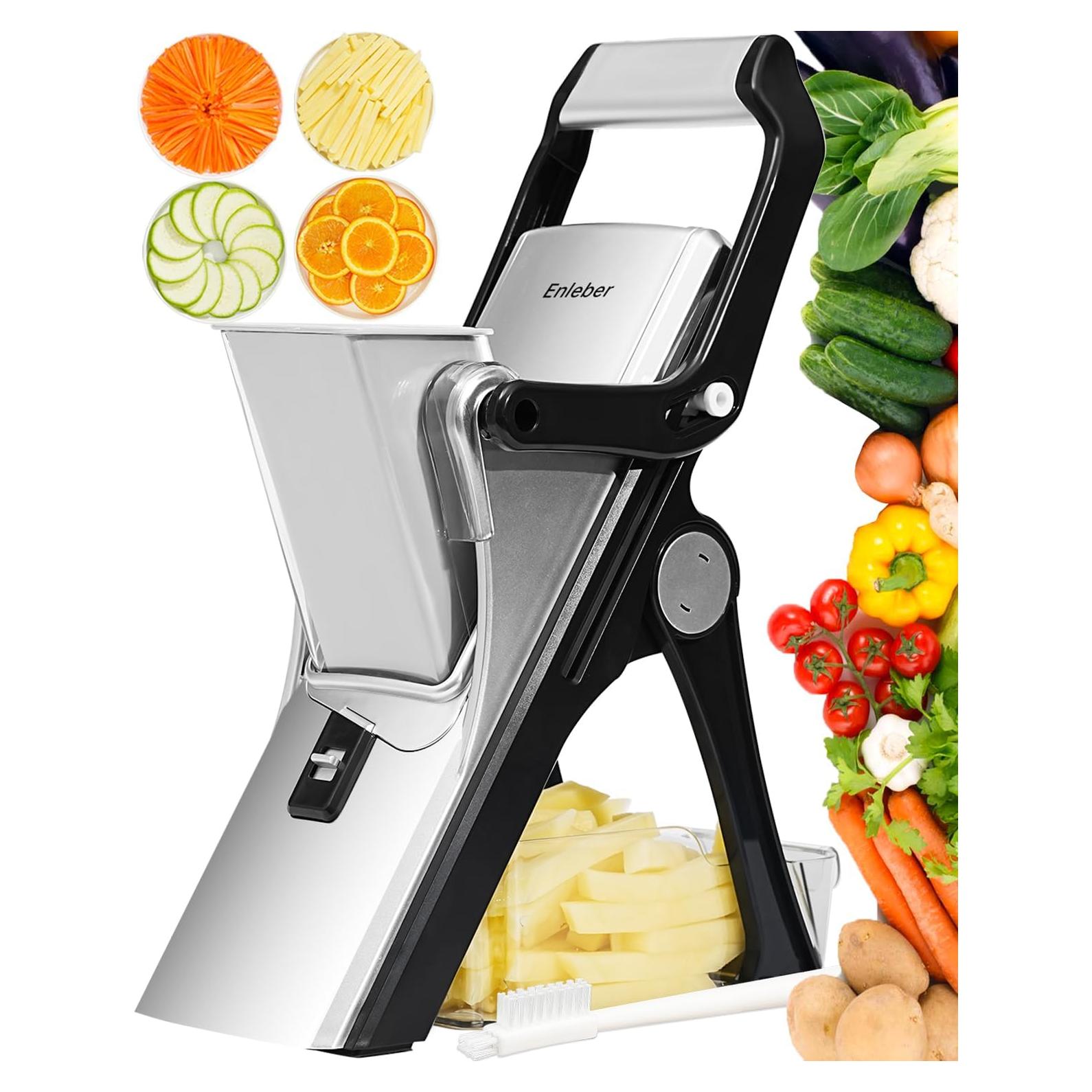 Cortador de Verduras Enleber Mandolina 6 en 1 Ajustable