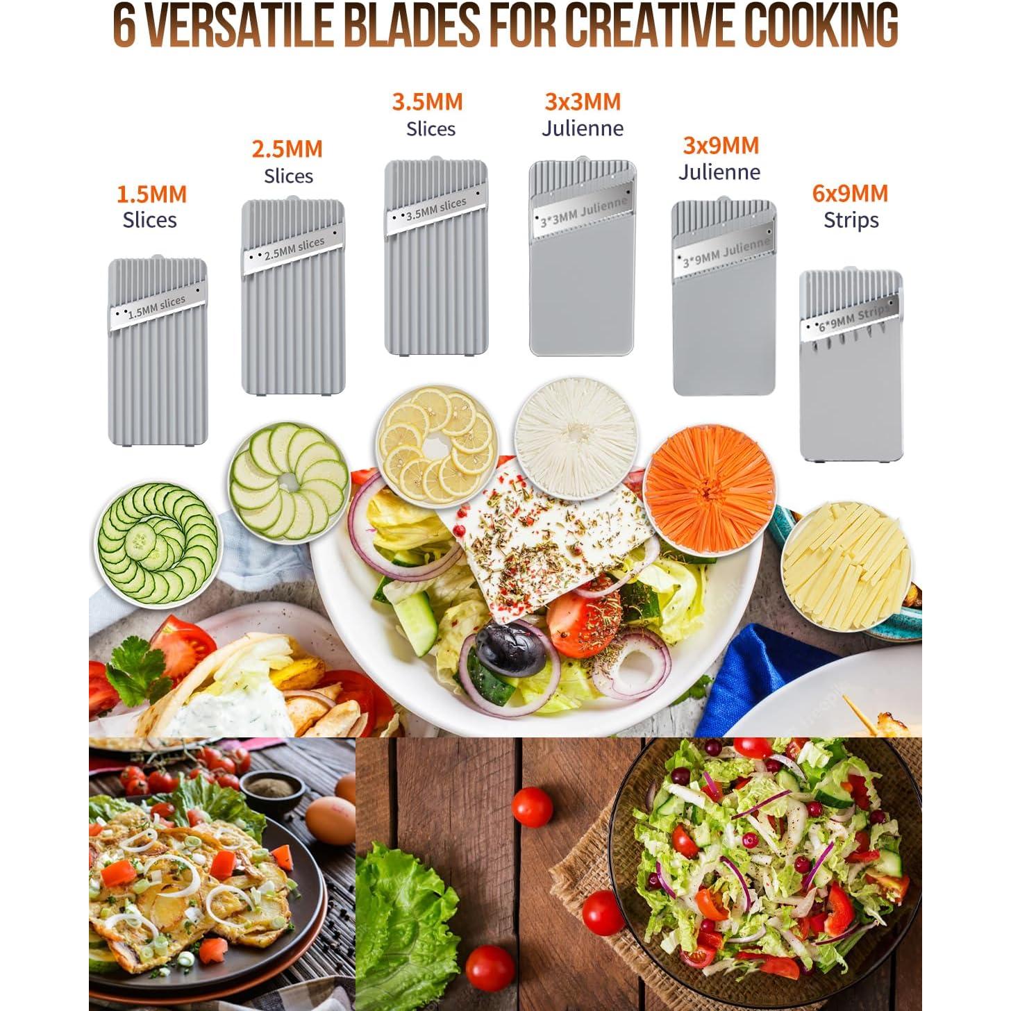 Cortador de Verduras Enleber Mandolina 6 en 1 Ajustable