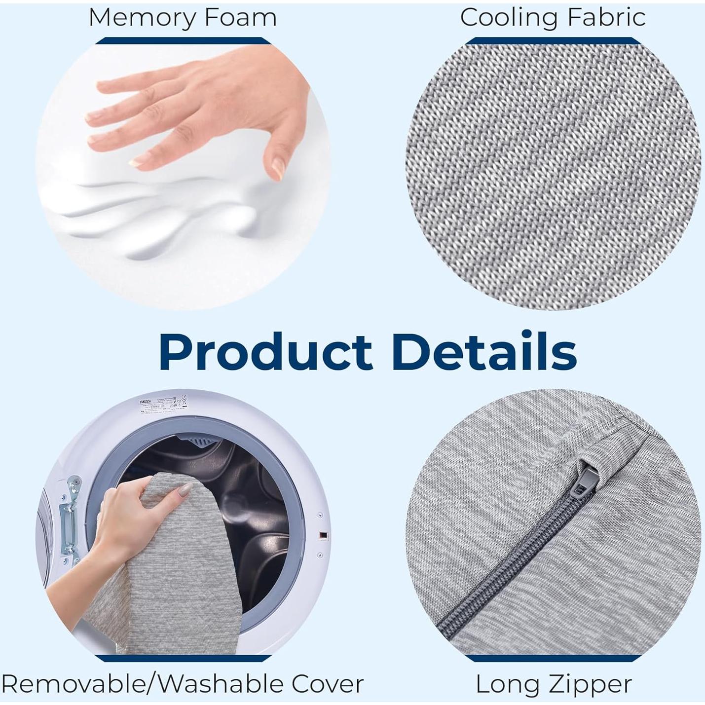 Almohada Media Luna Grande 5 ESTRELLAS UNIDAS Gris Refrigerante