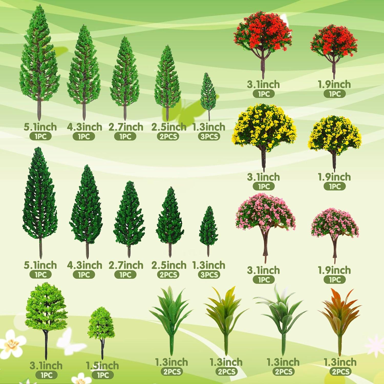 Set de 32 Árboles Miniatura MOMOONNON para Dioramas