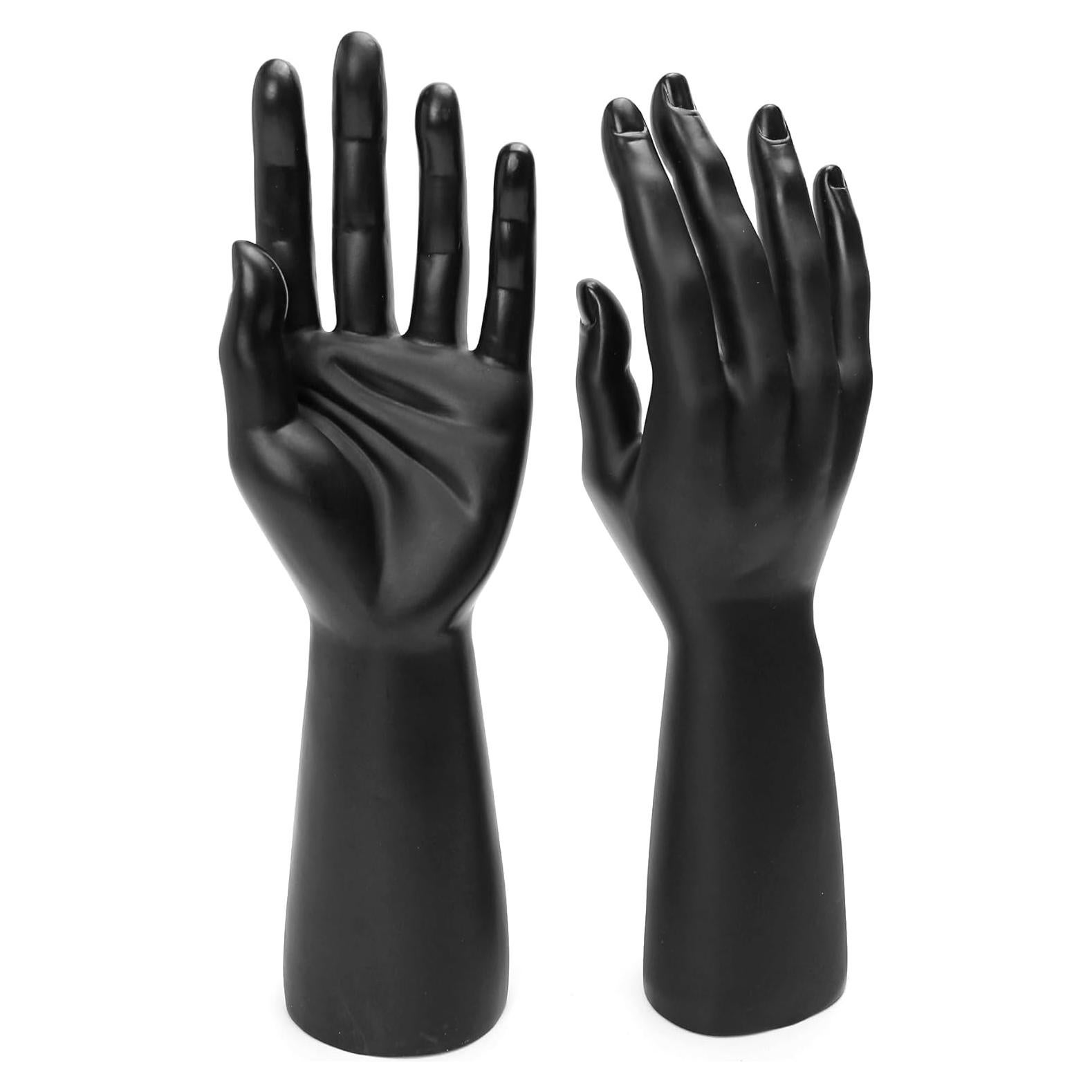 Par de Manos de Maniquí Negro para Exhibición de Joyería