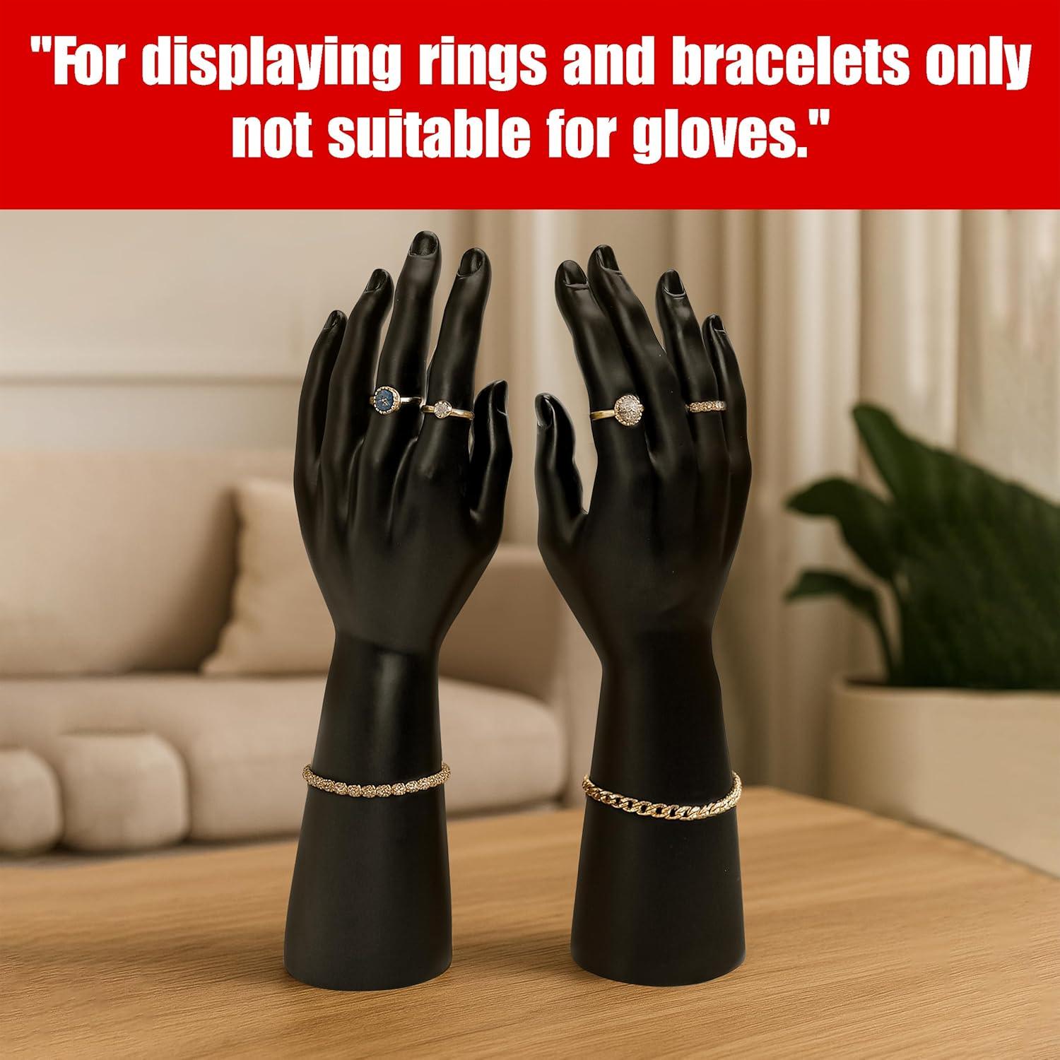 Par de Manos de Maniquí Negro para Exhibición de Joyería