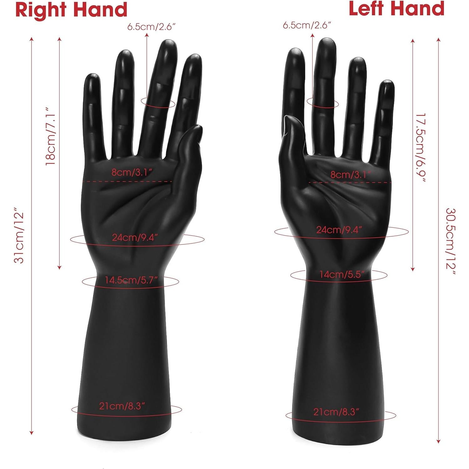 Par de Manos de Maniquí Negro para Exhibición de Joyería