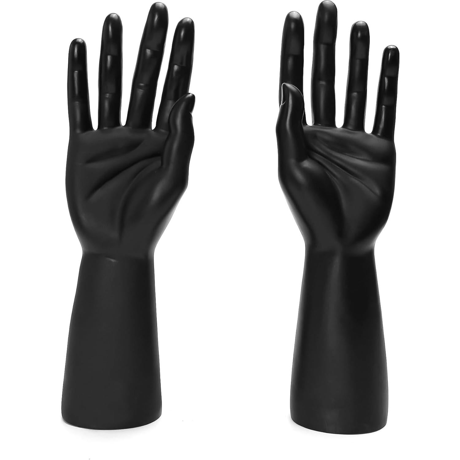 Par de Manos de Maniquí Negro para Exhibición de Joyería