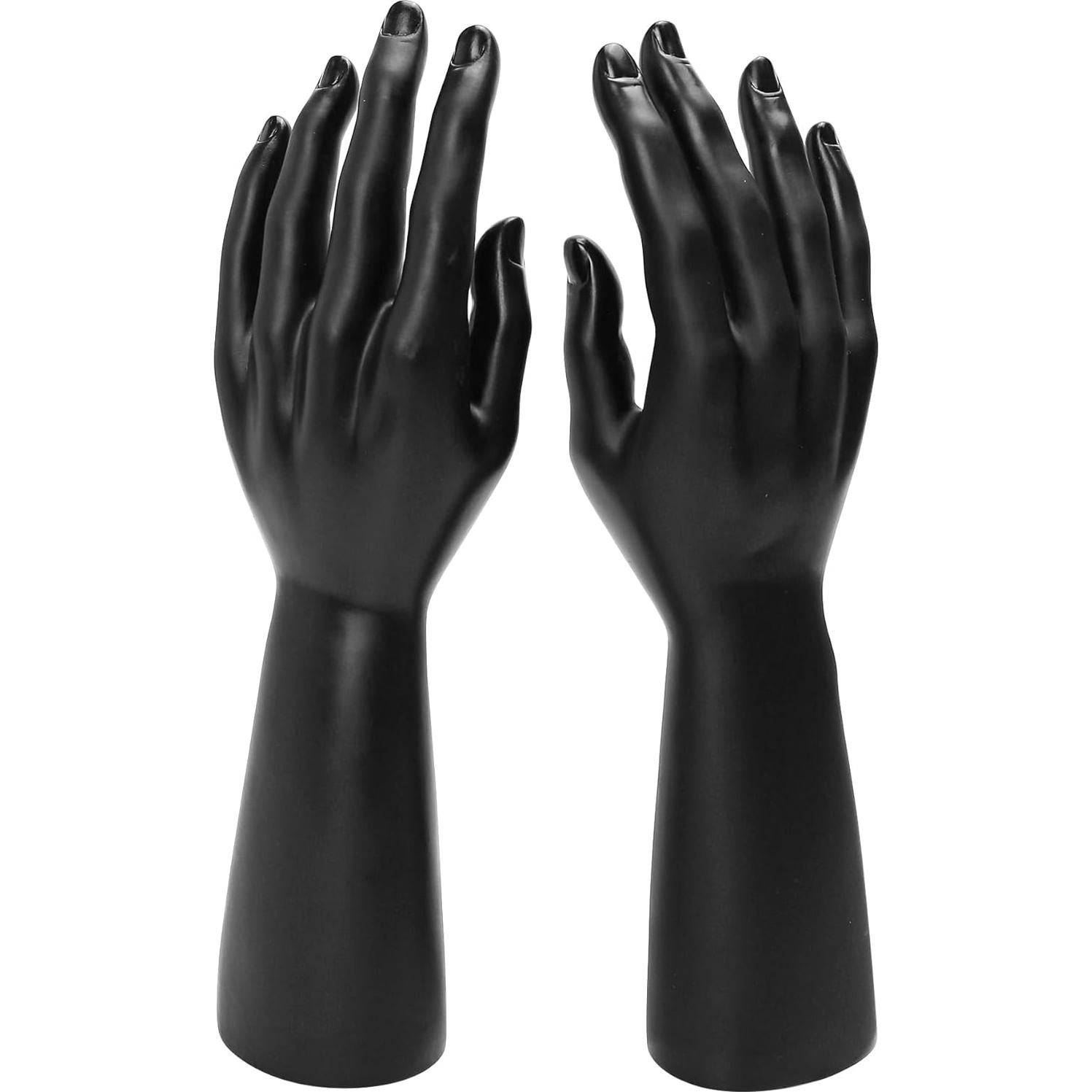 Par de Manos de Maniquí Negro para Exhibición de Joyería