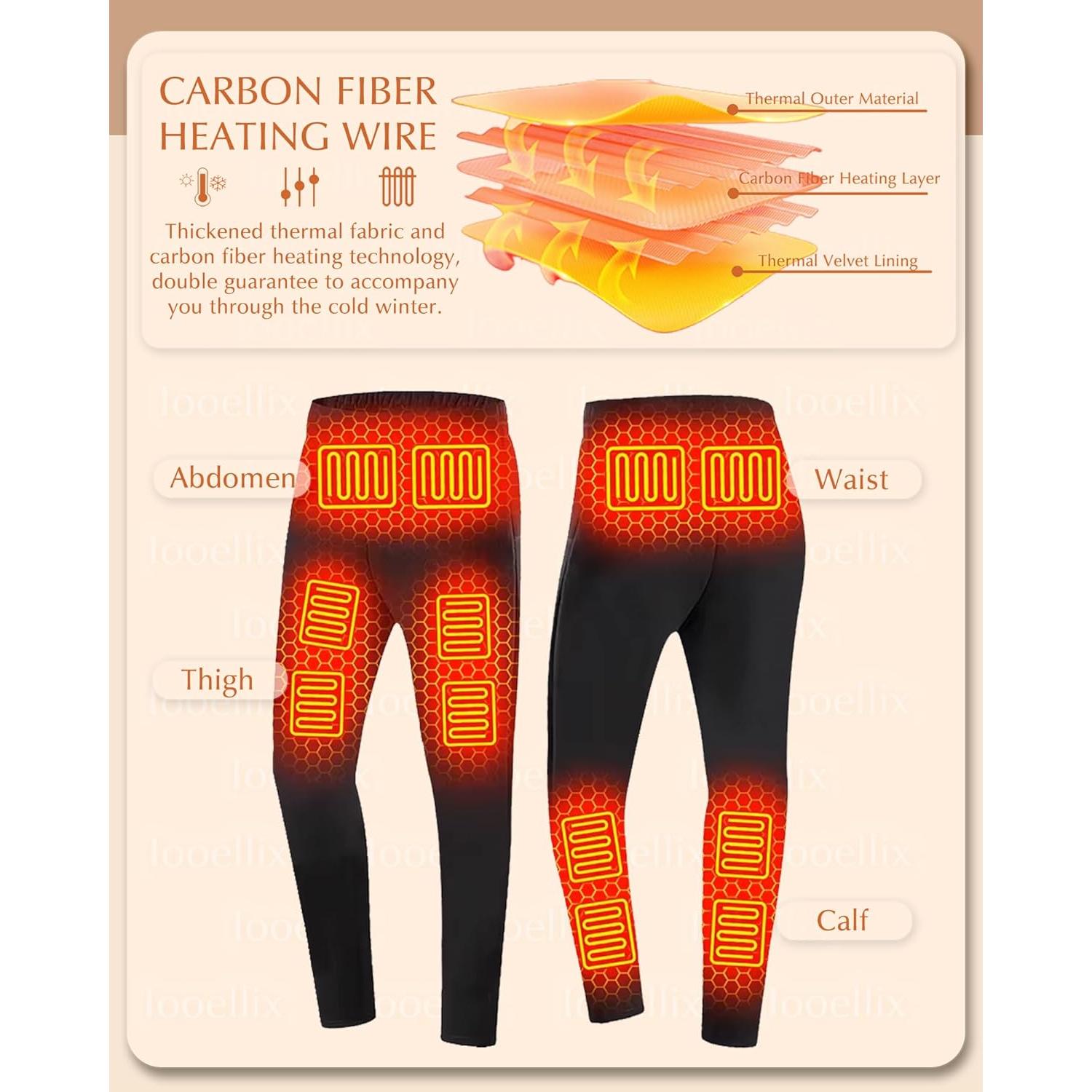 Pantalones Térmicos Calentados Iooellix para Hombres - 3 Niveles de Calor