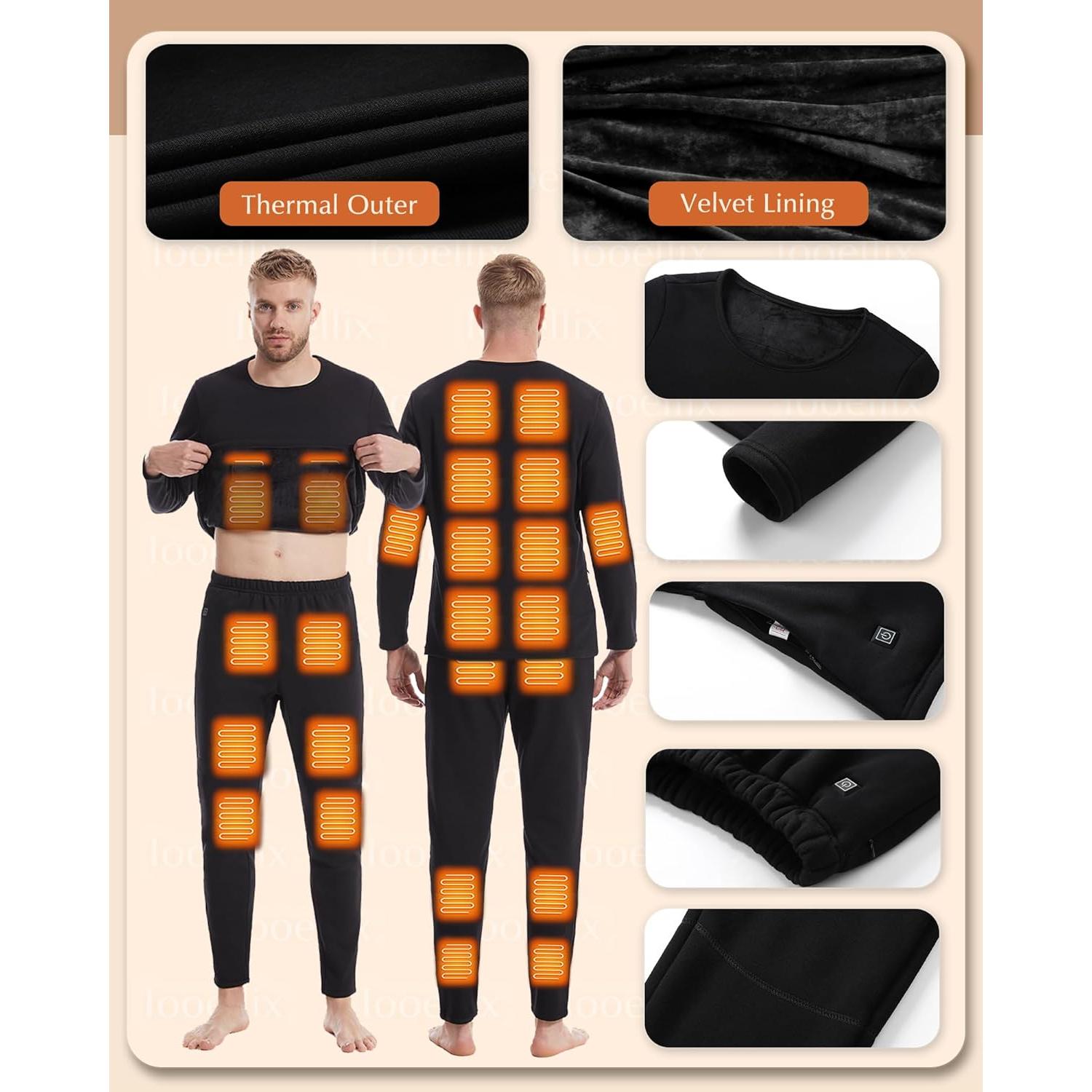 Pantalones Térmicos Calentados Iooellix para Hombres - 3 Niveles de Calor